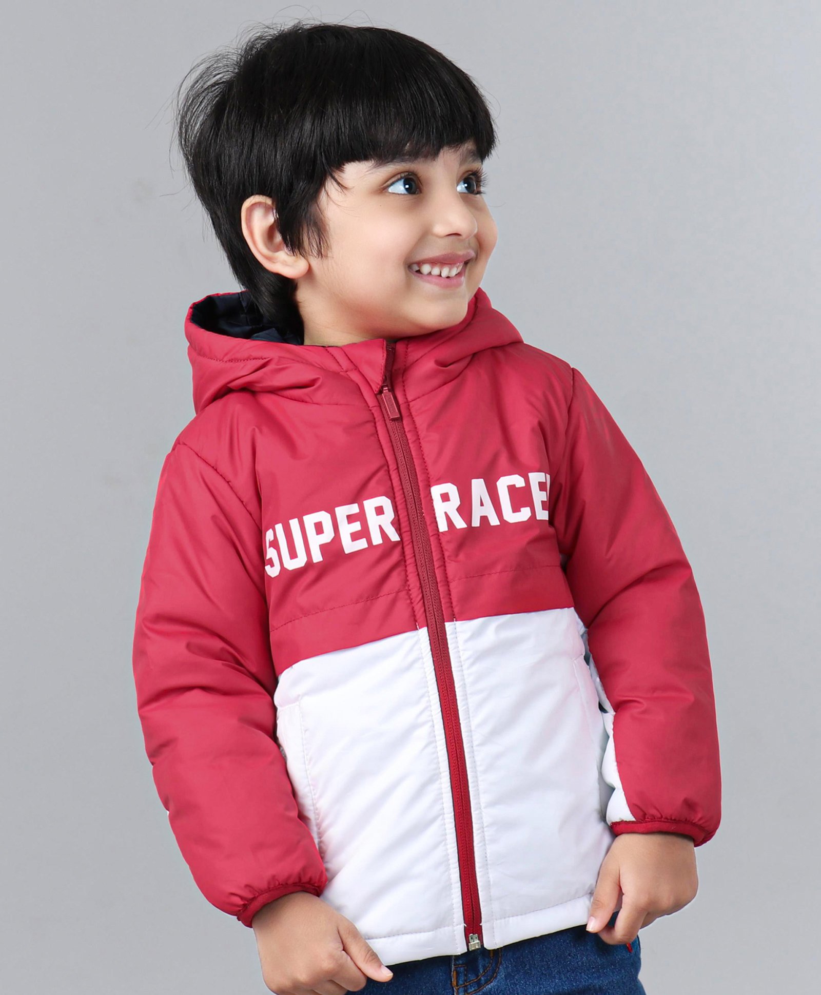 Babyhug Full Sleeve Hoodie Colorblock with HD Print - Red White-image-7