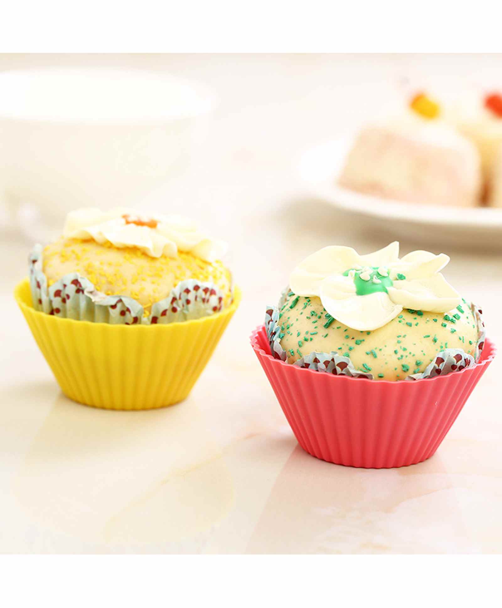 Hazel Silicone Resuable Muffin Mould Pack of 12 - Pink Yellow-image-48