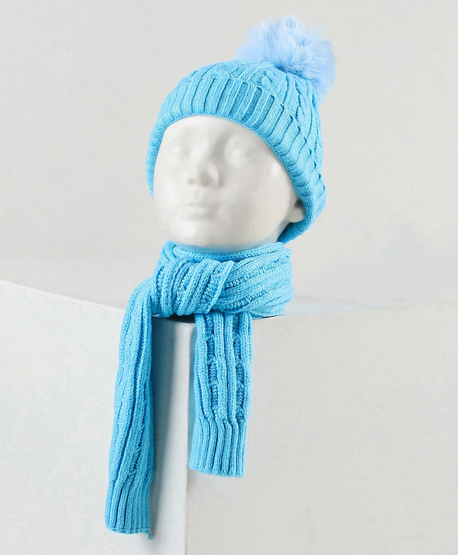 Babyhug Woollen Cap with Muffler & Mittens Blue - Diameter 9 cm-image-17