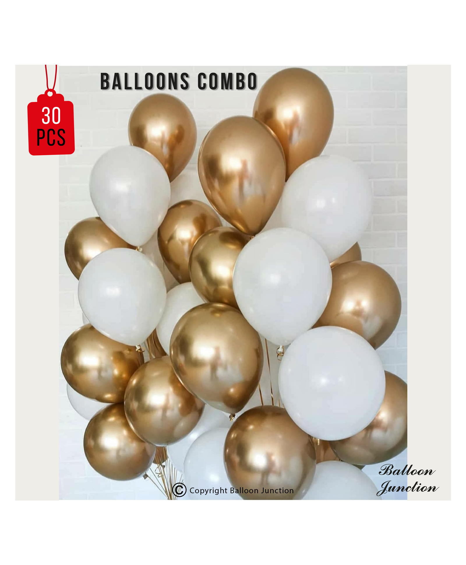 Balloon Junction Metallic Balloon Combo Gold White - Pack of 30-image-38