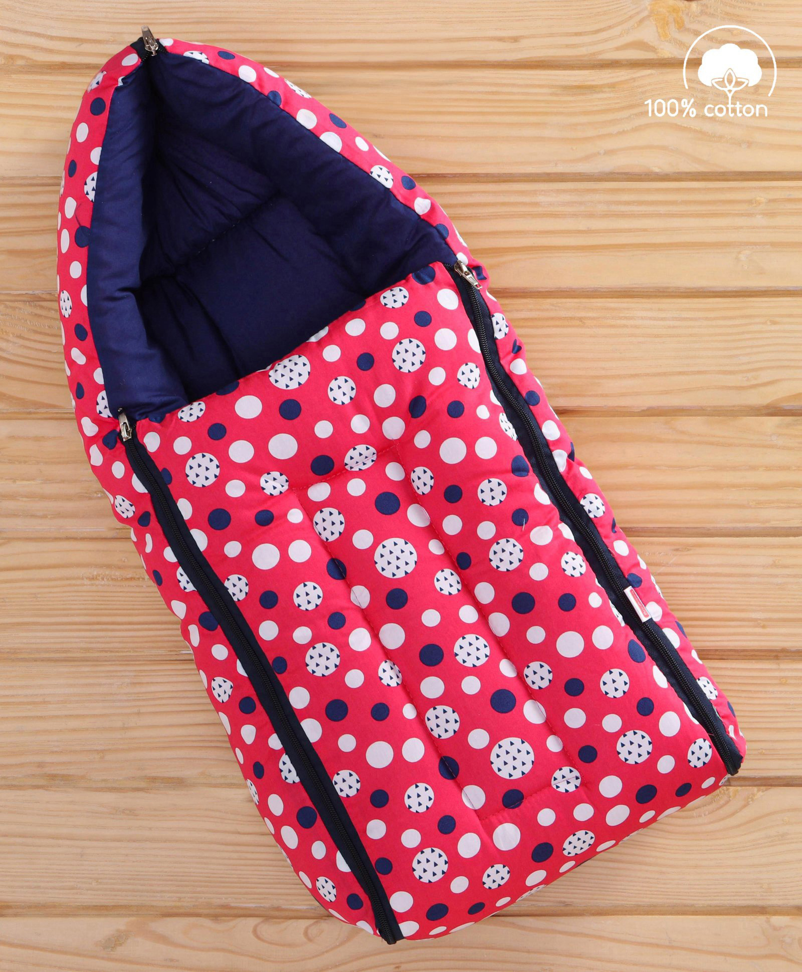 Babyhug 100% Cotton Sleeping Bag cum Carry Nest Polka Dots - Pink-image-43