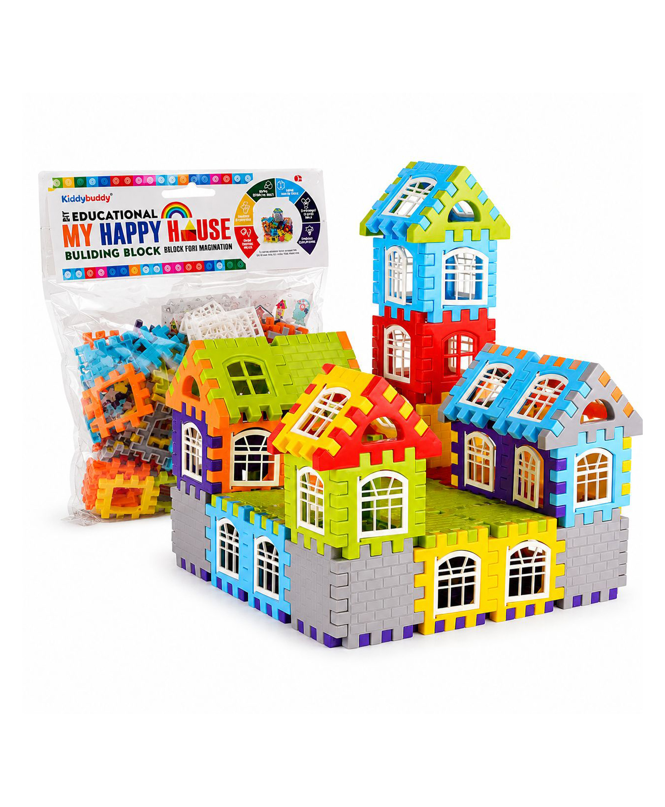 kiddybuddy KV Impex House Building Block Set Multicolor - 90 Pieces-picture-27
