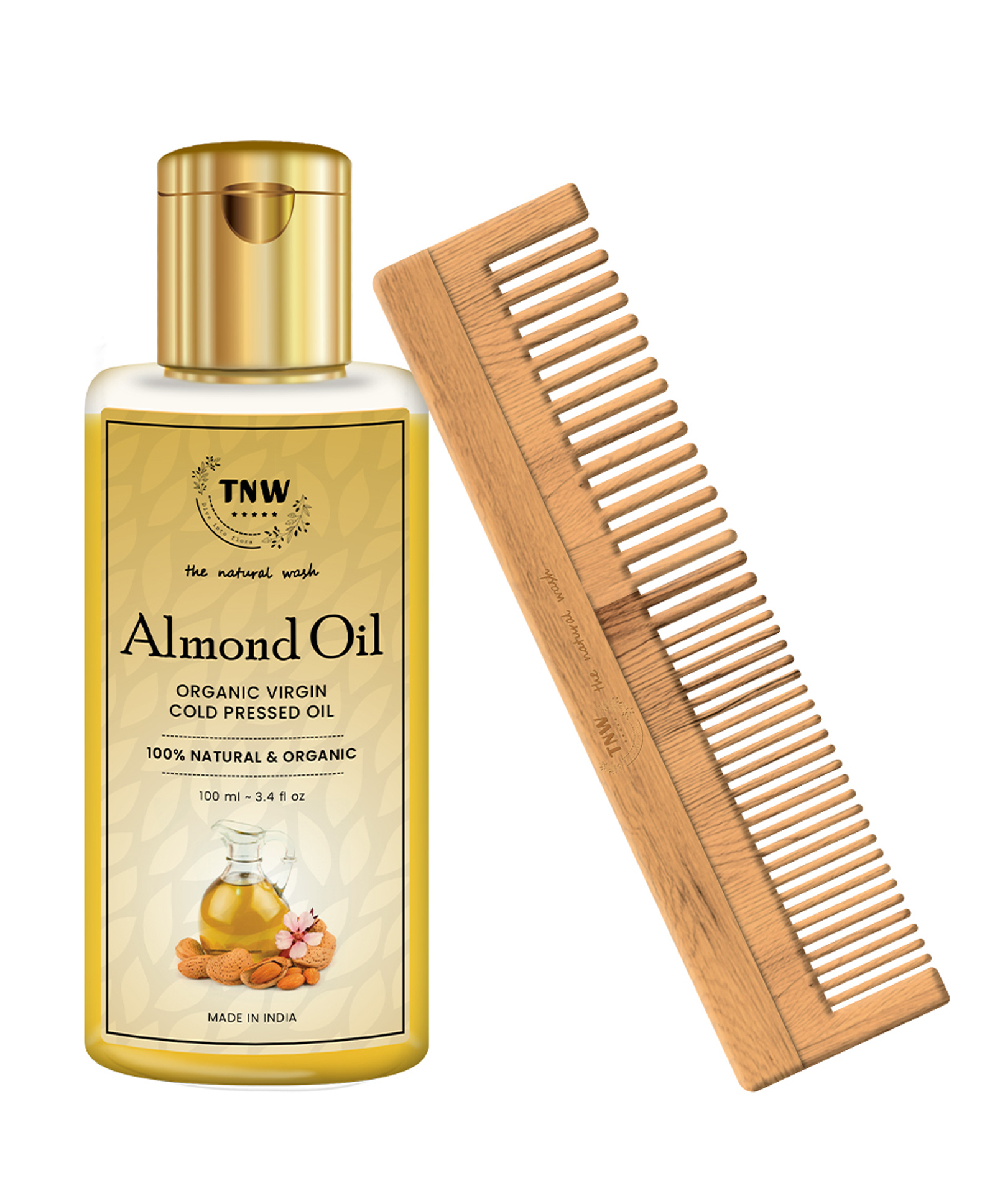 TNW-The Natural Wash Virgin Almond Oil With Neem Wood Comb - 100 ml Online  in India, Buy at Best Price from  - 9352160