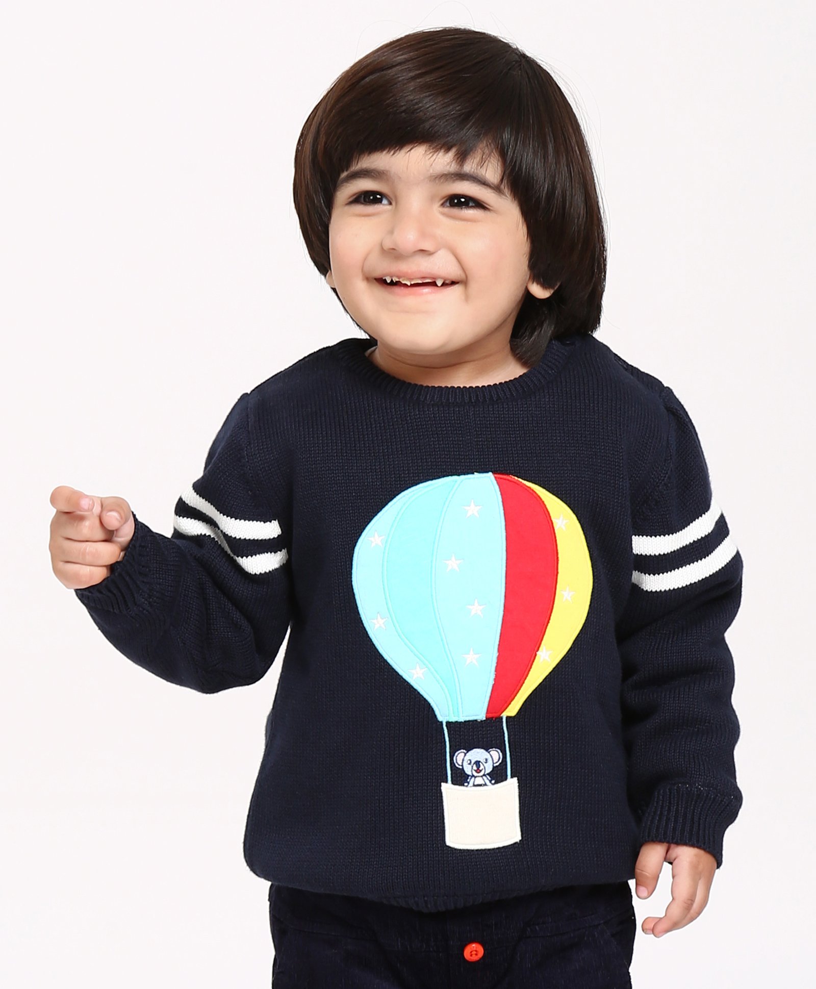Babyoye Full Sleeves Cotton Pullover Sweater Hot Air Balloon Design - Blue-image-41