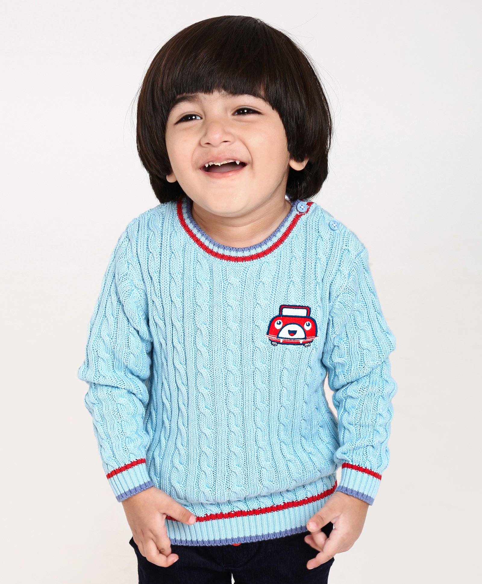Babyoye Full Sleeves Cotton Pullover Sweater Badge Design - Blue-image-18