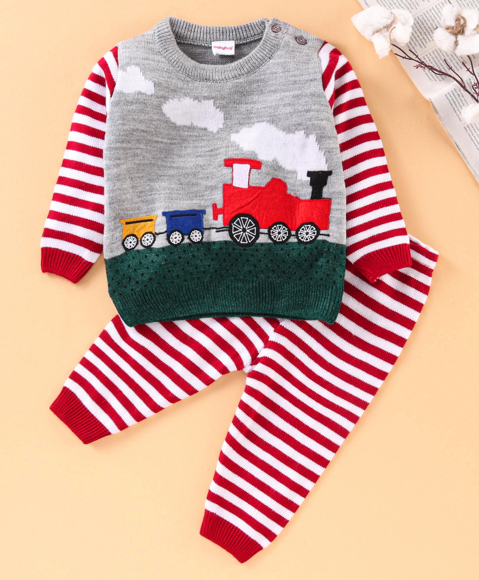 Babyhug Full Sleeves Baby Sweater Set 