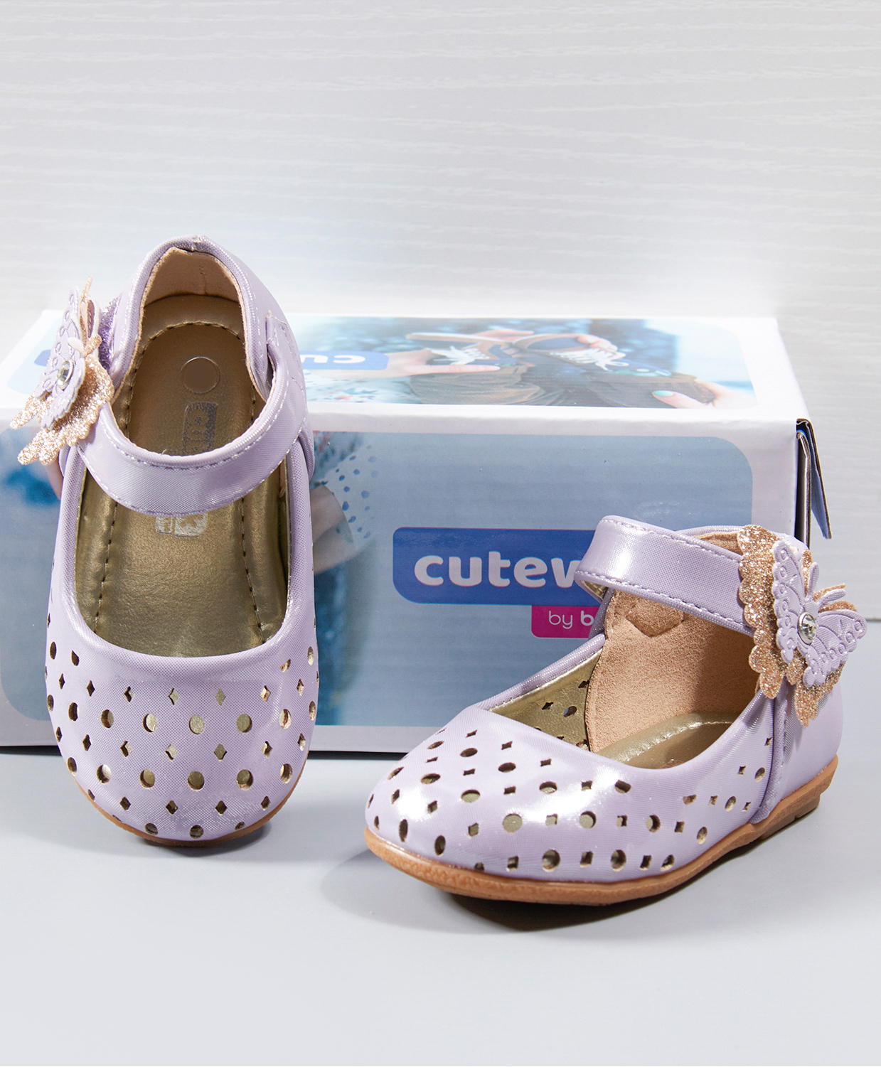Cute Walk by Babyhug Belly Shoes Butterfly Applique - Purple-picture-25
