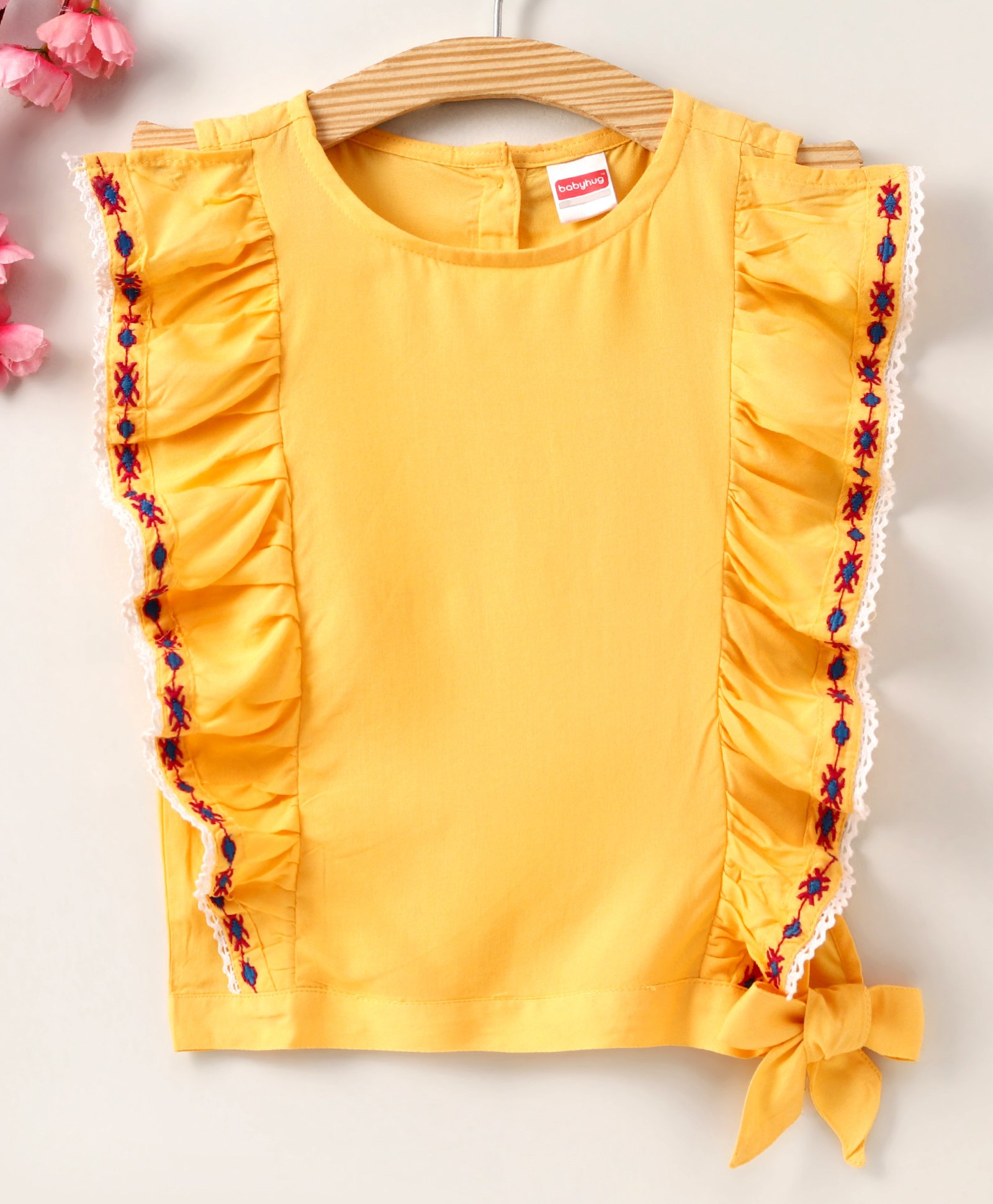 yellow floral sleeveless top