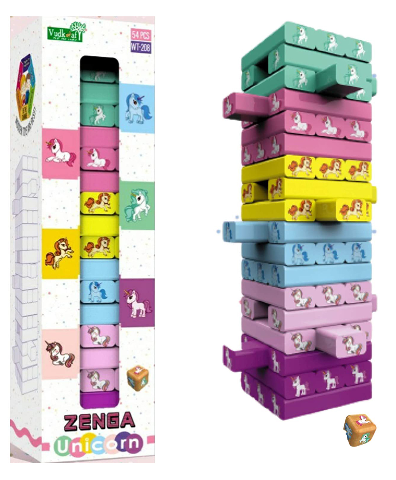 Yamama Unicorn Color Wooden with Dices Multicolor - 54 Pieces-image-26