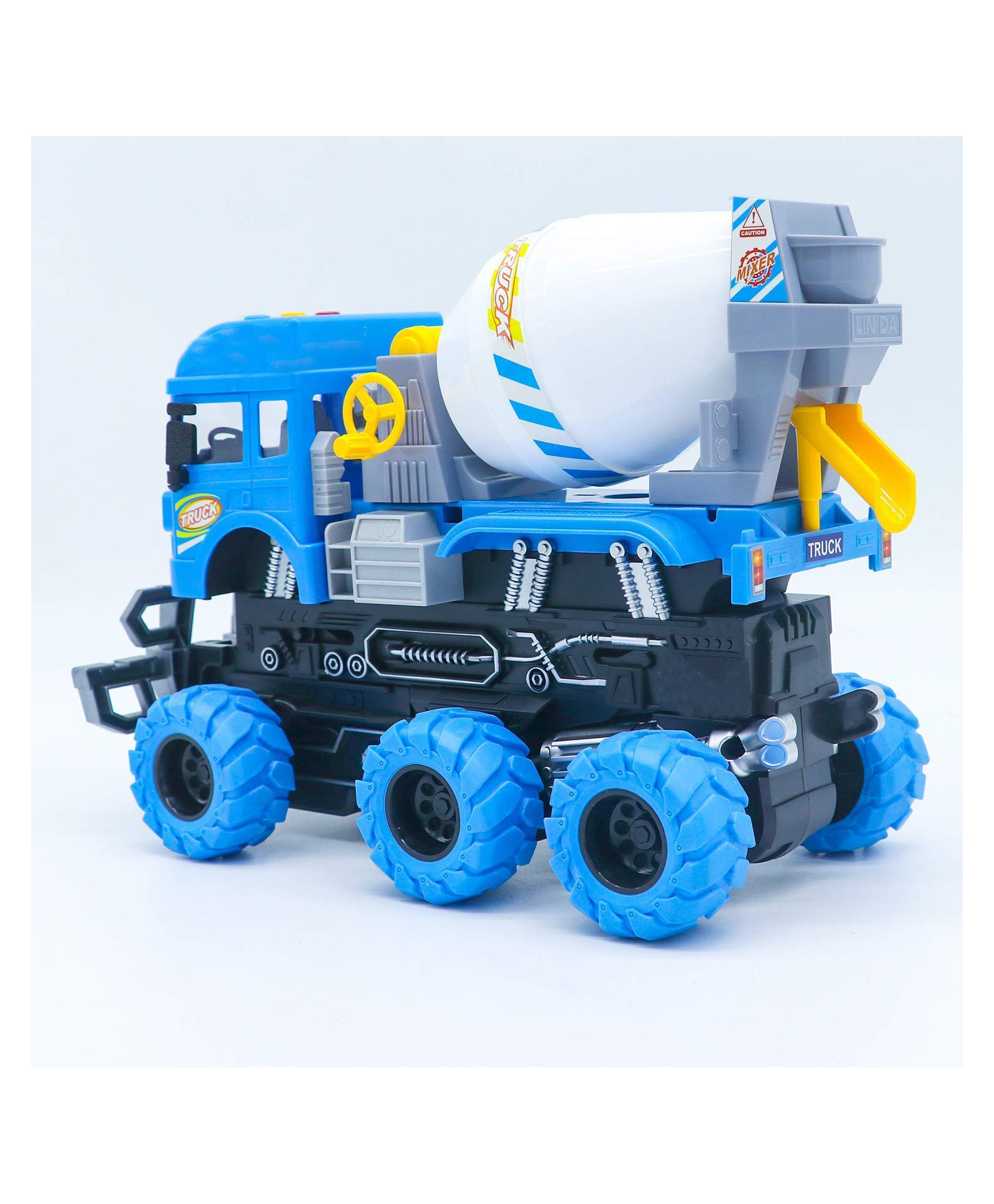 Yamama 6x6 Friction Cement Mixer Truck Toy - Blue-picture-13