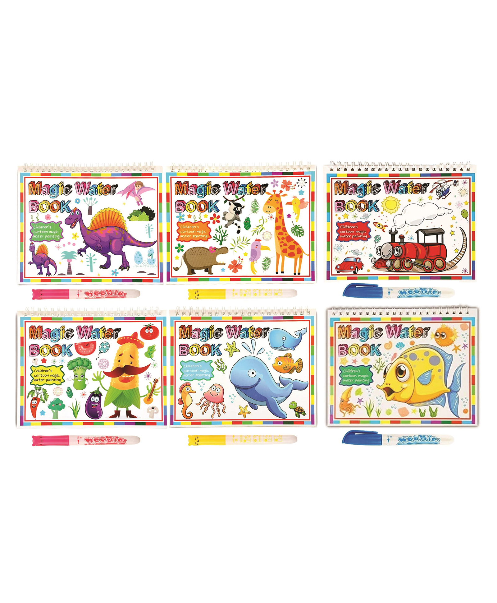 Chocozone Resuable Magic Water Colouring Book Pack Of 12 - English (Design May Vary)-image-26