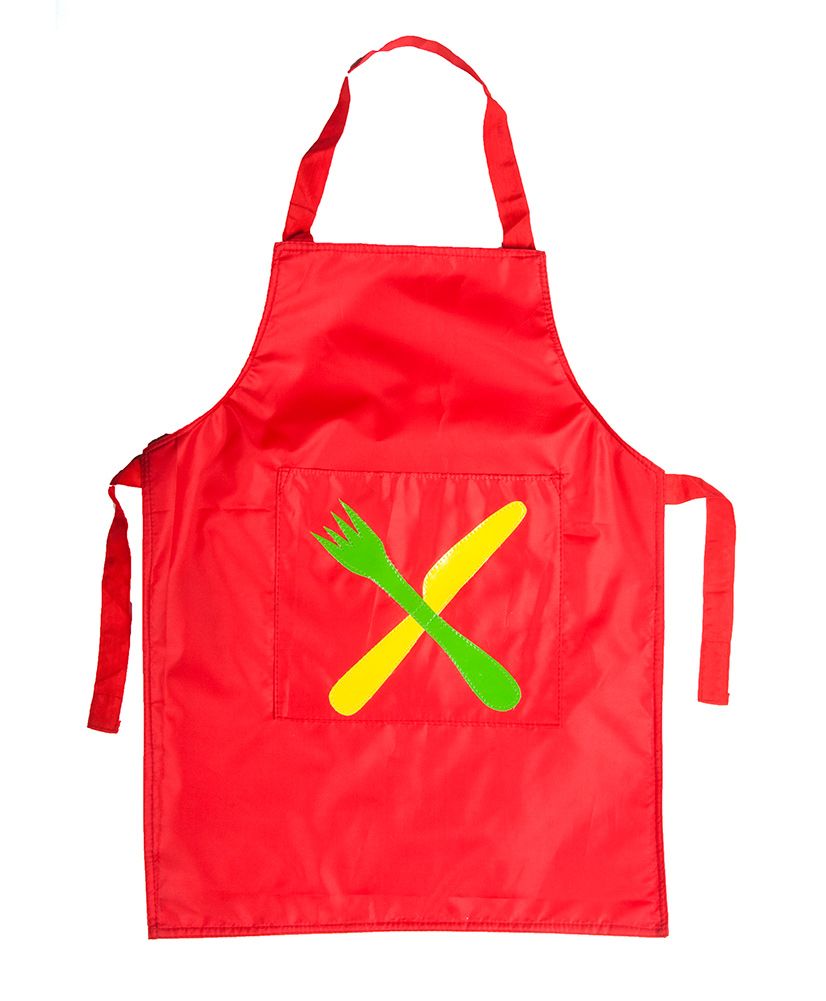 Li'll Pumpkins Fork & Knife Apron - Red-image-2