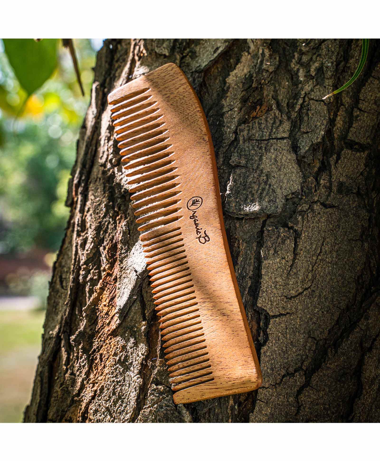 Organic B Neem Comb Wave Shaped for Detangling - Brown-image-18