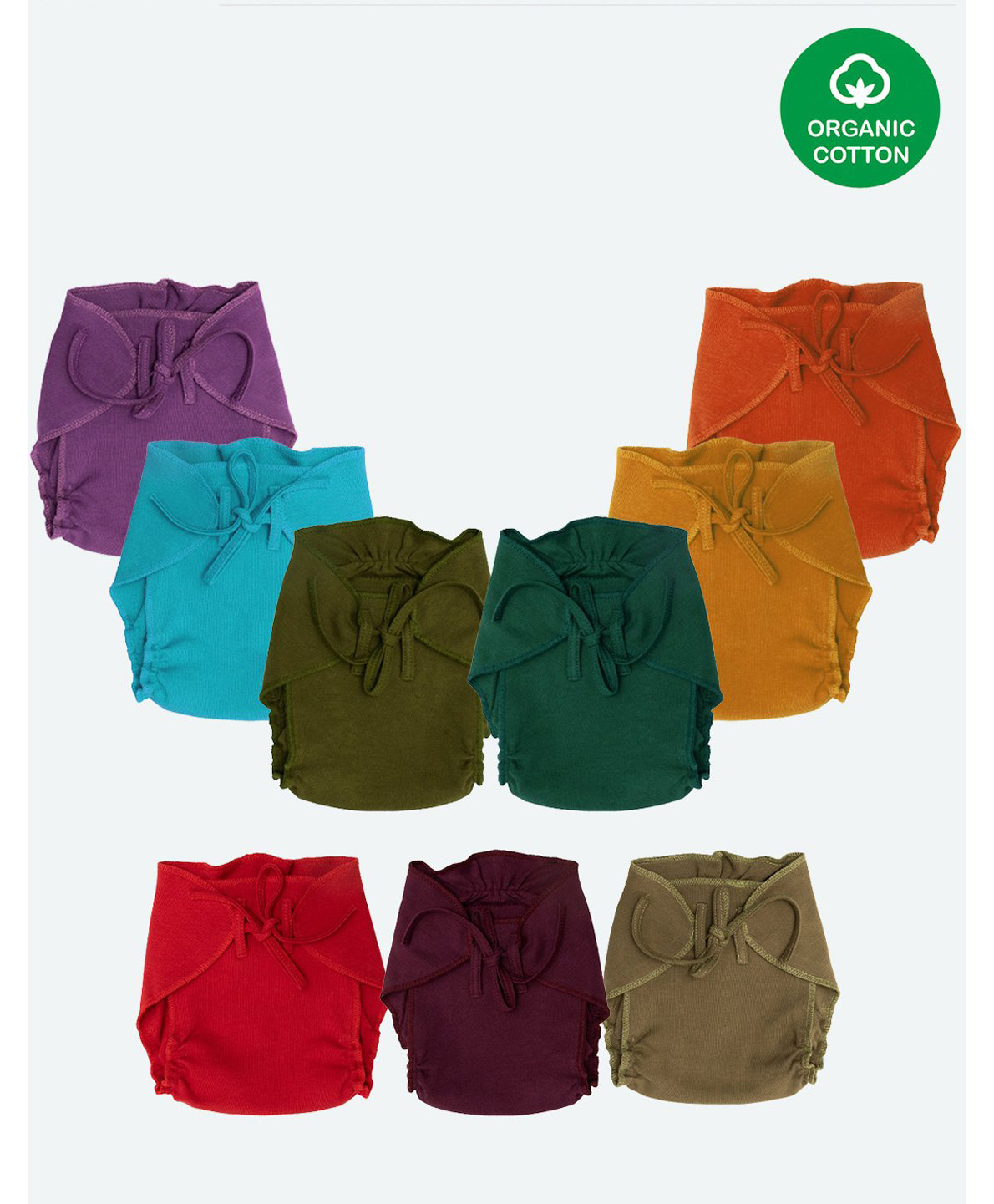 Nino Bambino 100% Organic Cotton Pack Of 9 Solid Assorted Reusable Diaper Cloth -  Assorted-image-4
