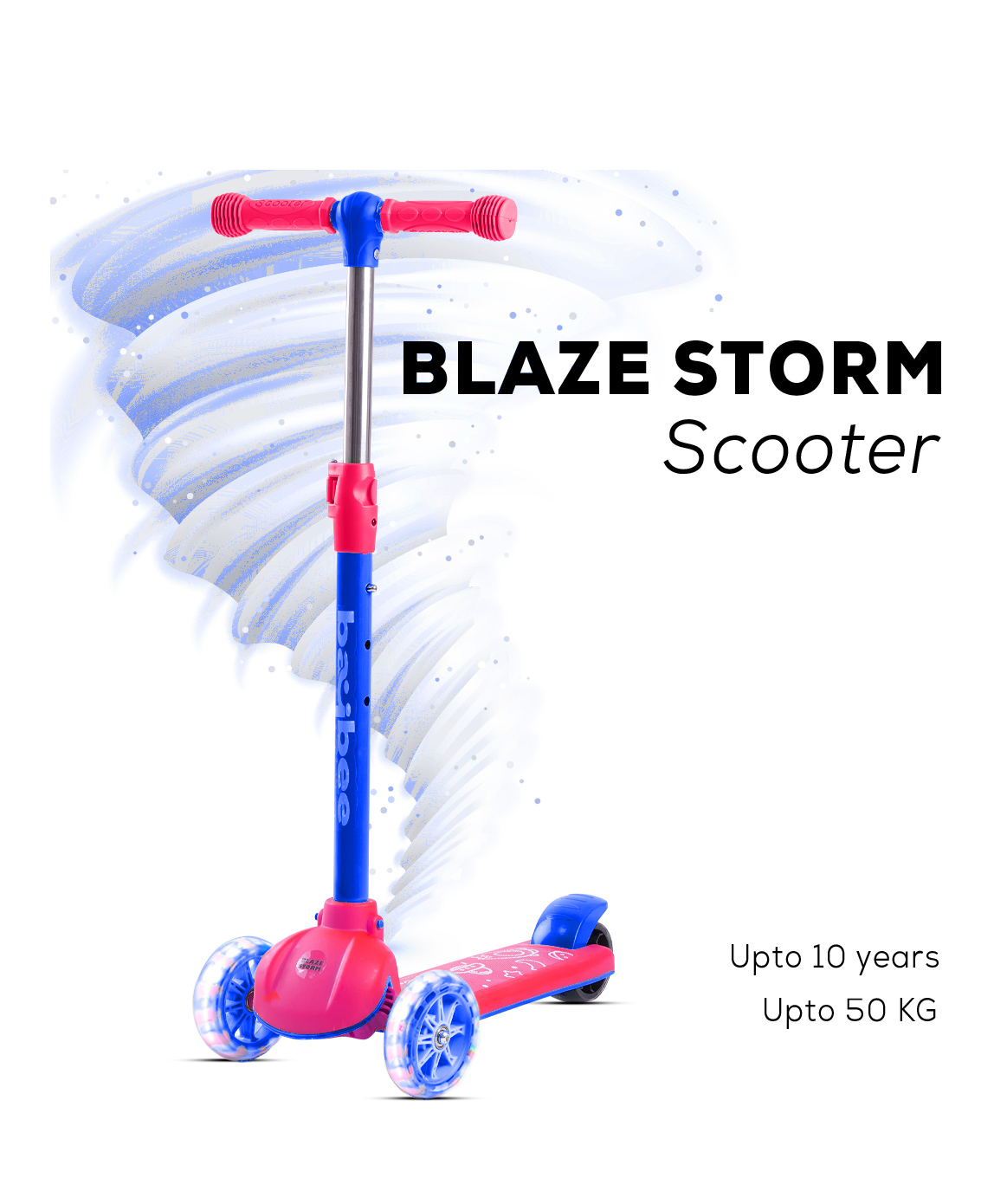 Baybee 3 Wheeled Foldable Storm Scooter - Multicolor-image-6
