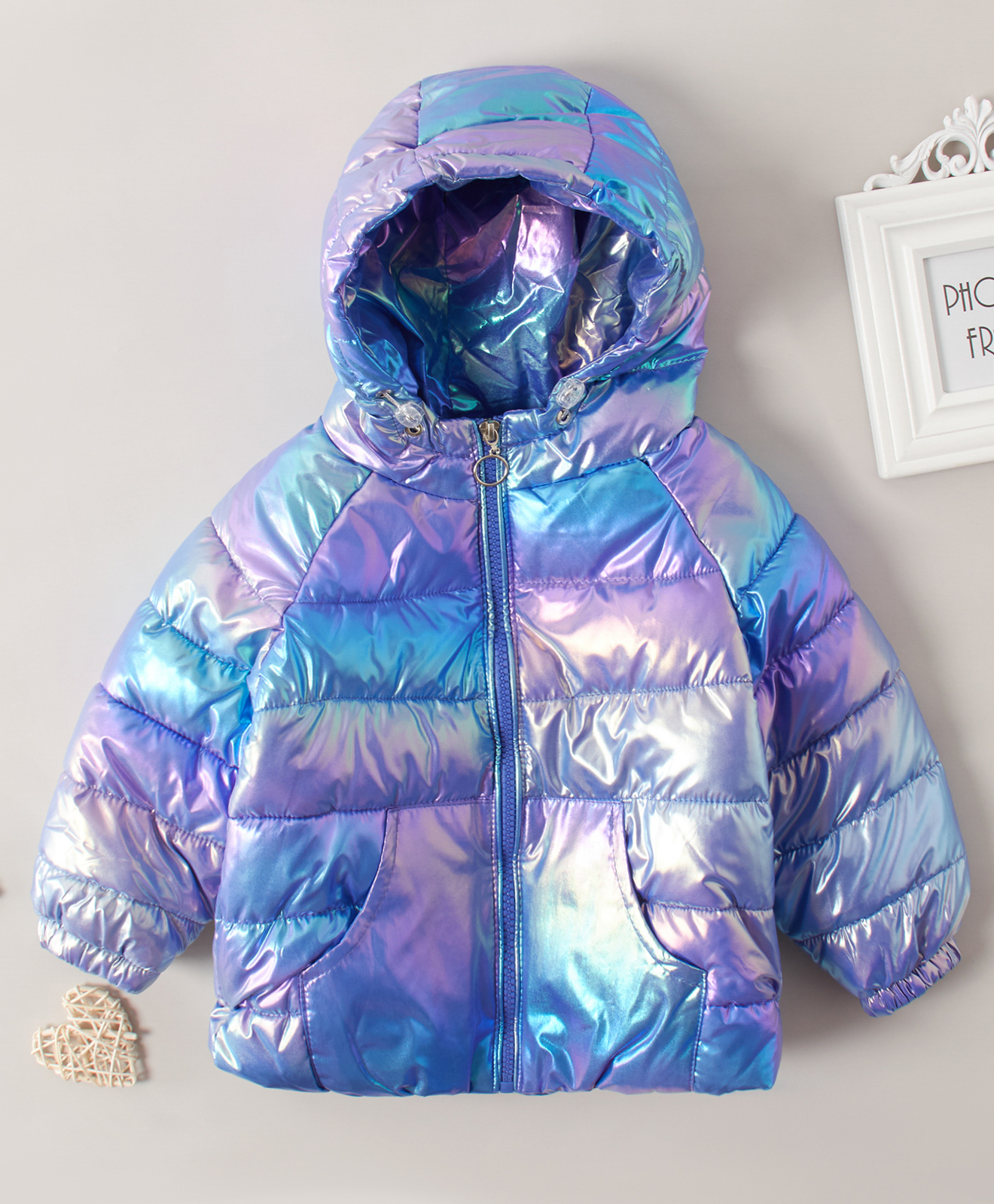 Kookie Kids Full Sleeves Hooded Padded Jacket - Multicolor-image-1