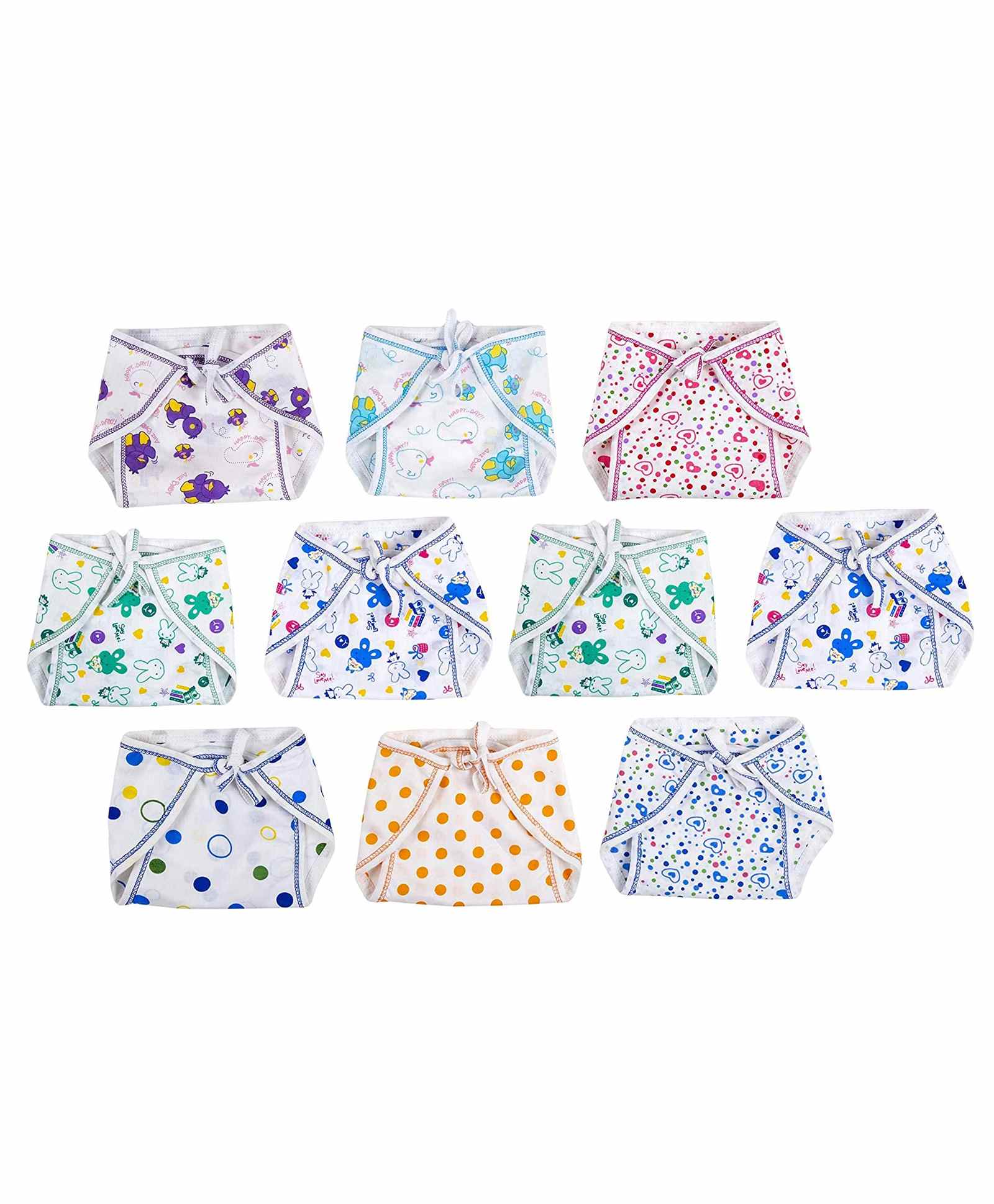 chrish Chirsh Cotton Cloth Nappies Pack of 10 - Multicolour-picture-17