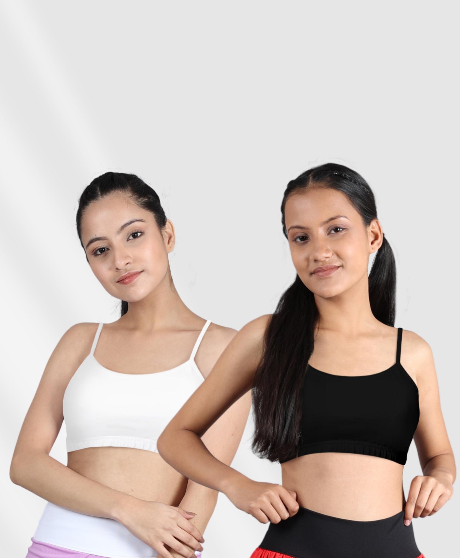 D'chica Pack of 2 Beginners Non Padded Non Wired Bra - Black and White-picture-2