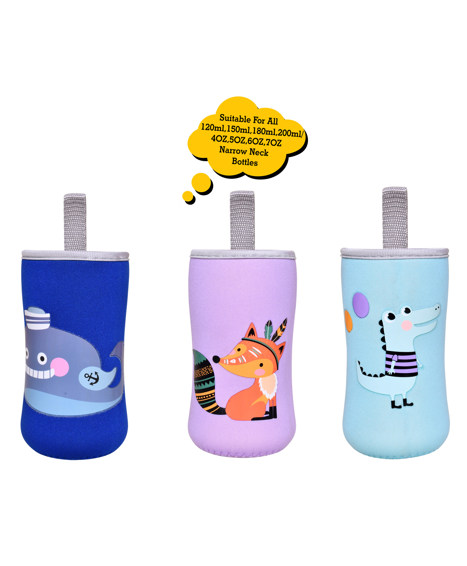 The Little Lookers Soft Stretchable Baby Feeding Bottle Cover with Strap Pink Blue - Pack of 3-picture-24