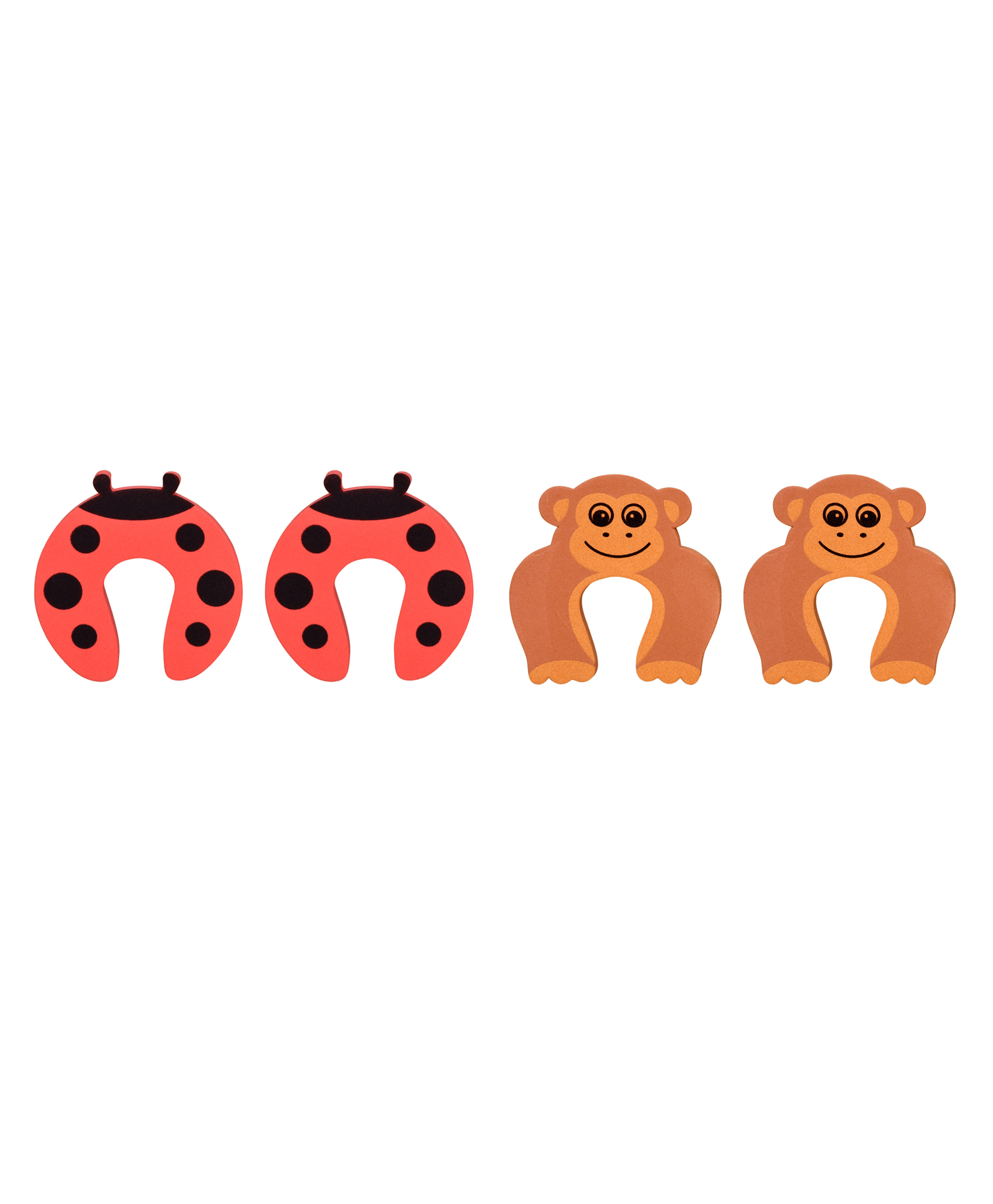 The Little Lookers Door Stopper Ladybug & Monkey Design Red Brown - Pack of 4-image-1