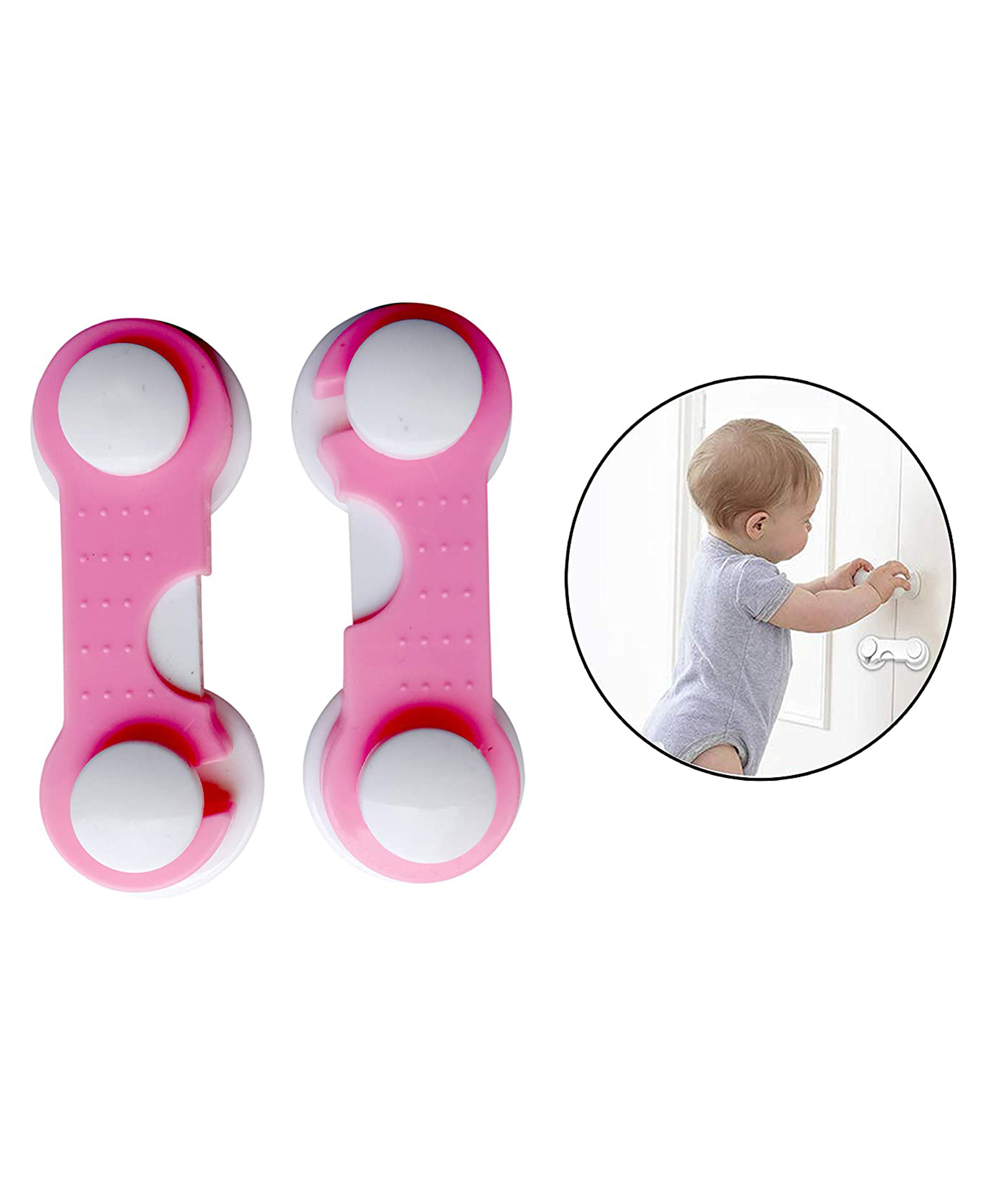 THE LITTLE LOOKERS Multipurpose Safety Lock for Doors, Cabinet, Fridge, Drawer Pink - Pack of 2-picture-17