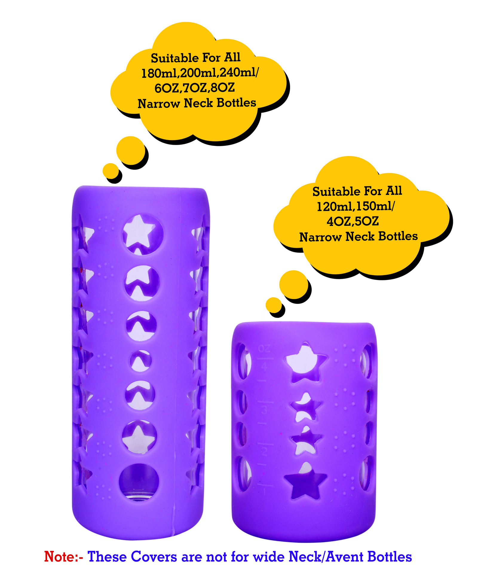The Little Lookers Silicone Bottle Covers Purple - Fits Upto 240 ml & 150 ml Feeding Bottle-image-23