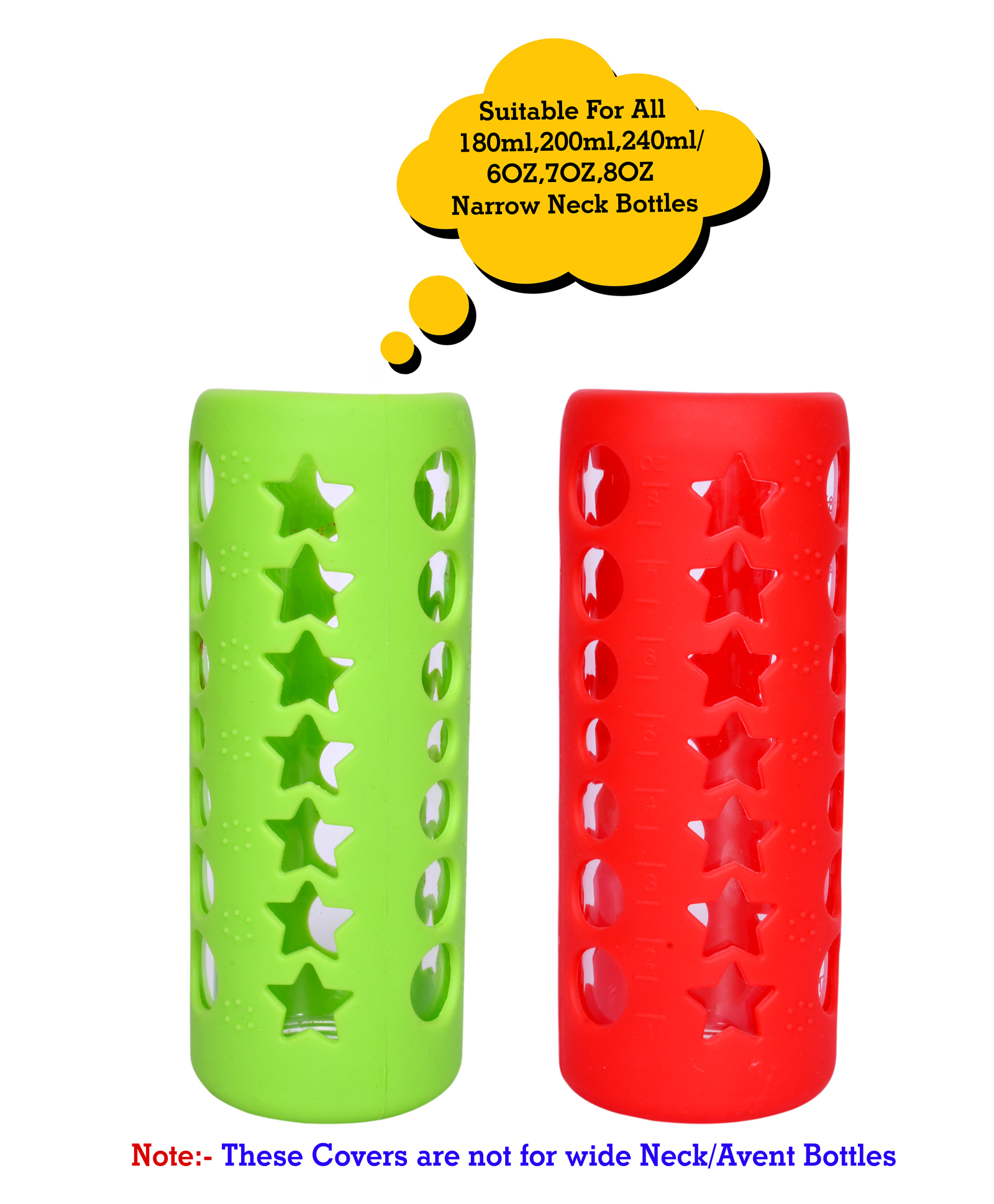 The Little Lookers Silicone Bottle Covers Green Red - Fits Upto 240 ml Feeding Bottle-image-40