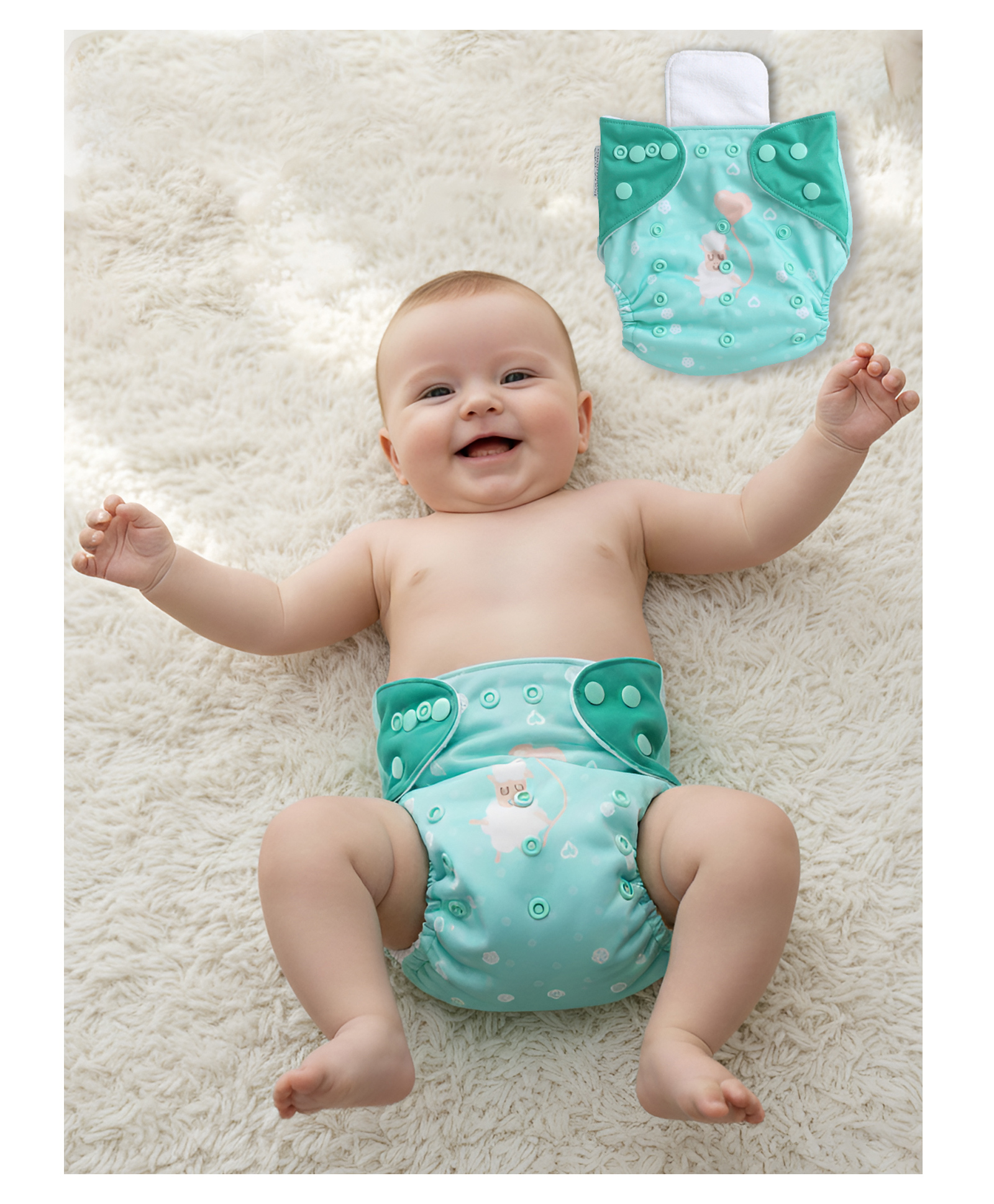 Polka Tots Reusable Cloth Diaper Buy Online Waterproof Adjustable Baby Diaper Sheep-picture-11