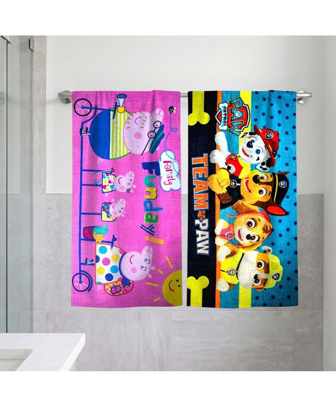 Athom Trendz Peppa Pig & Paw Patrol Kids Bath Towel Pack of 2 - Multicolour-picture-40