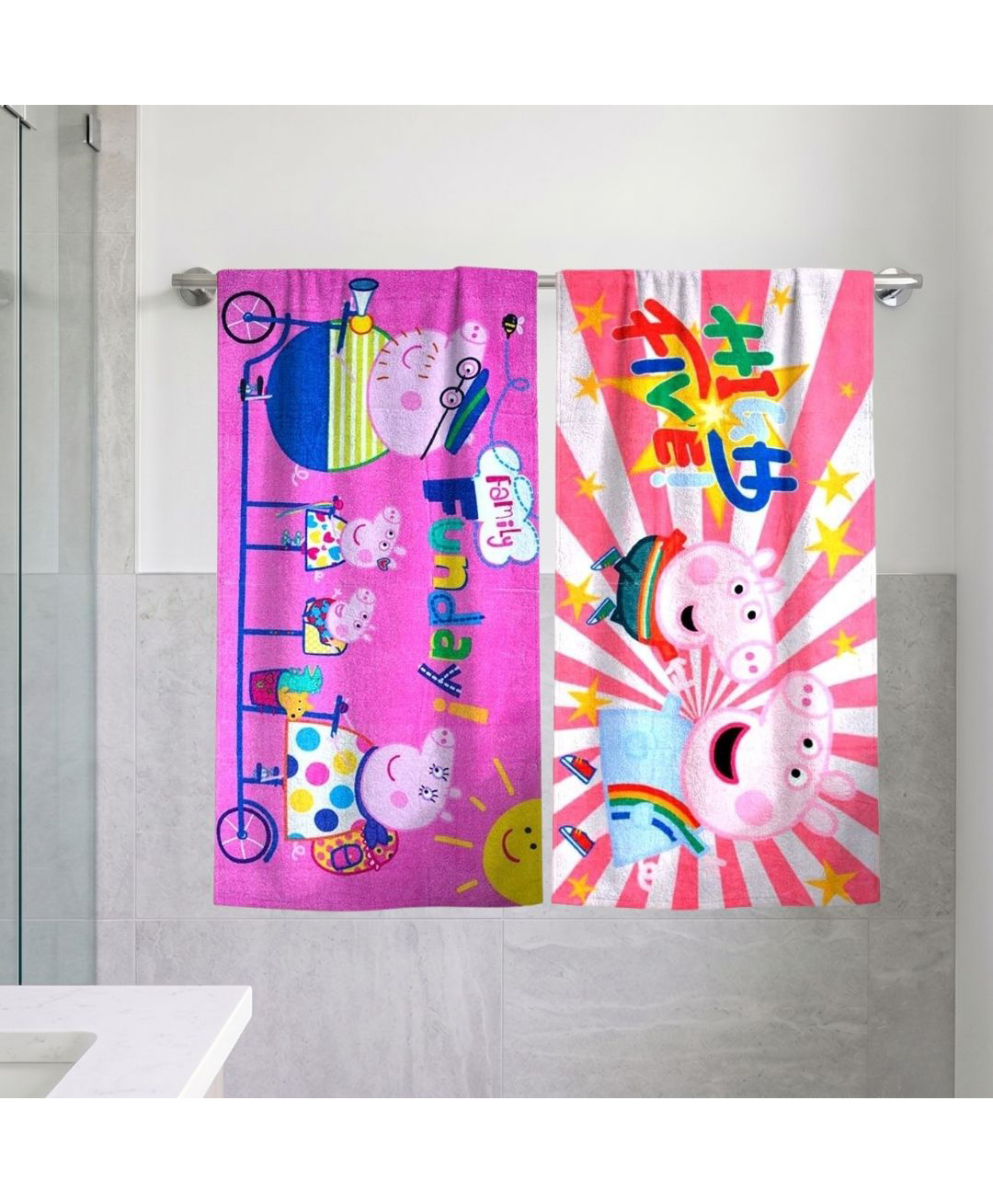 Athom Trendz Peppa Pig Kids Bath Towel Pack Of 2 - Multicolor-picture-22