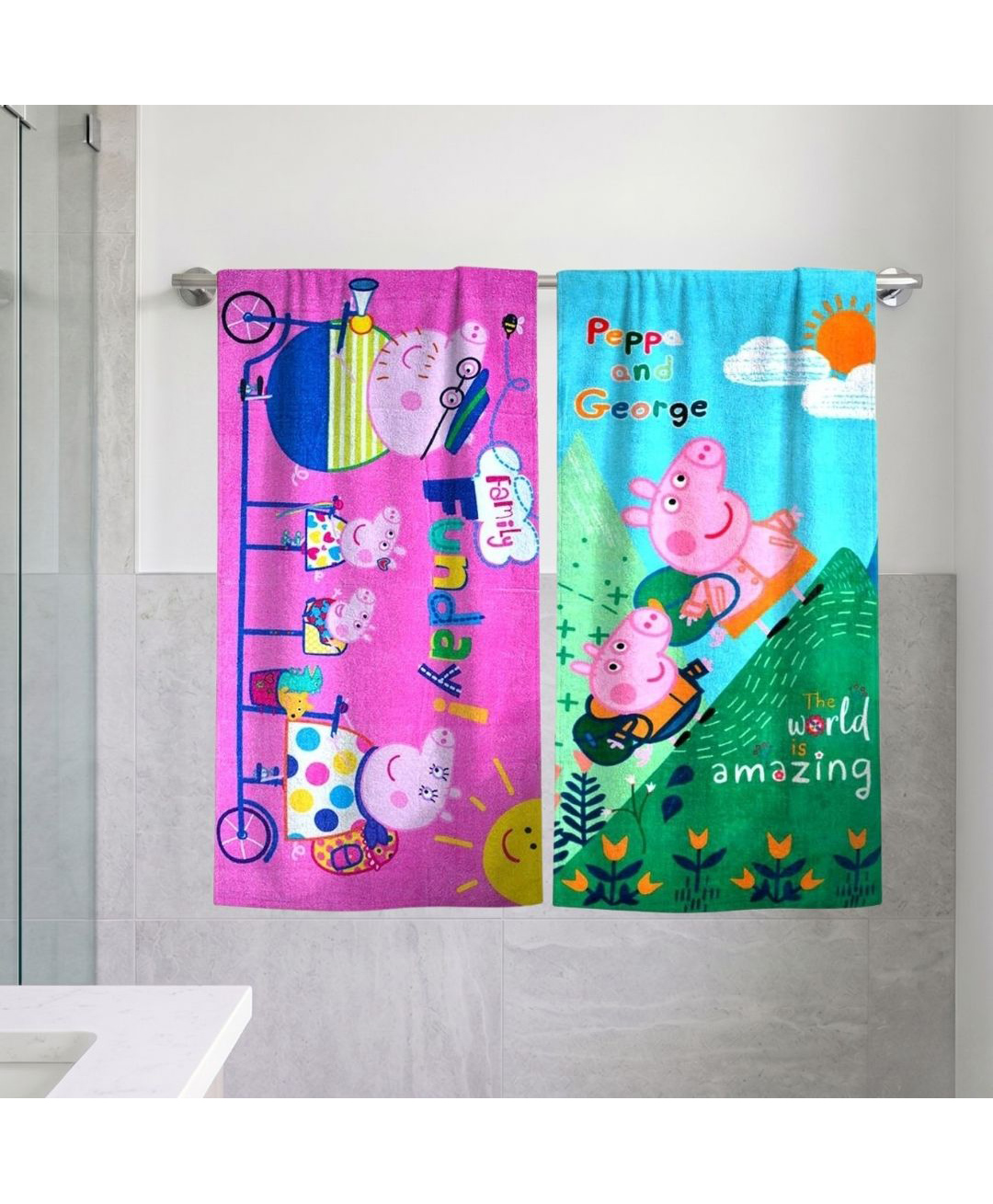 Athom Trendz Peppa Pig Kids Bath Towel Pack Of 2 - Multicolor-picture-15