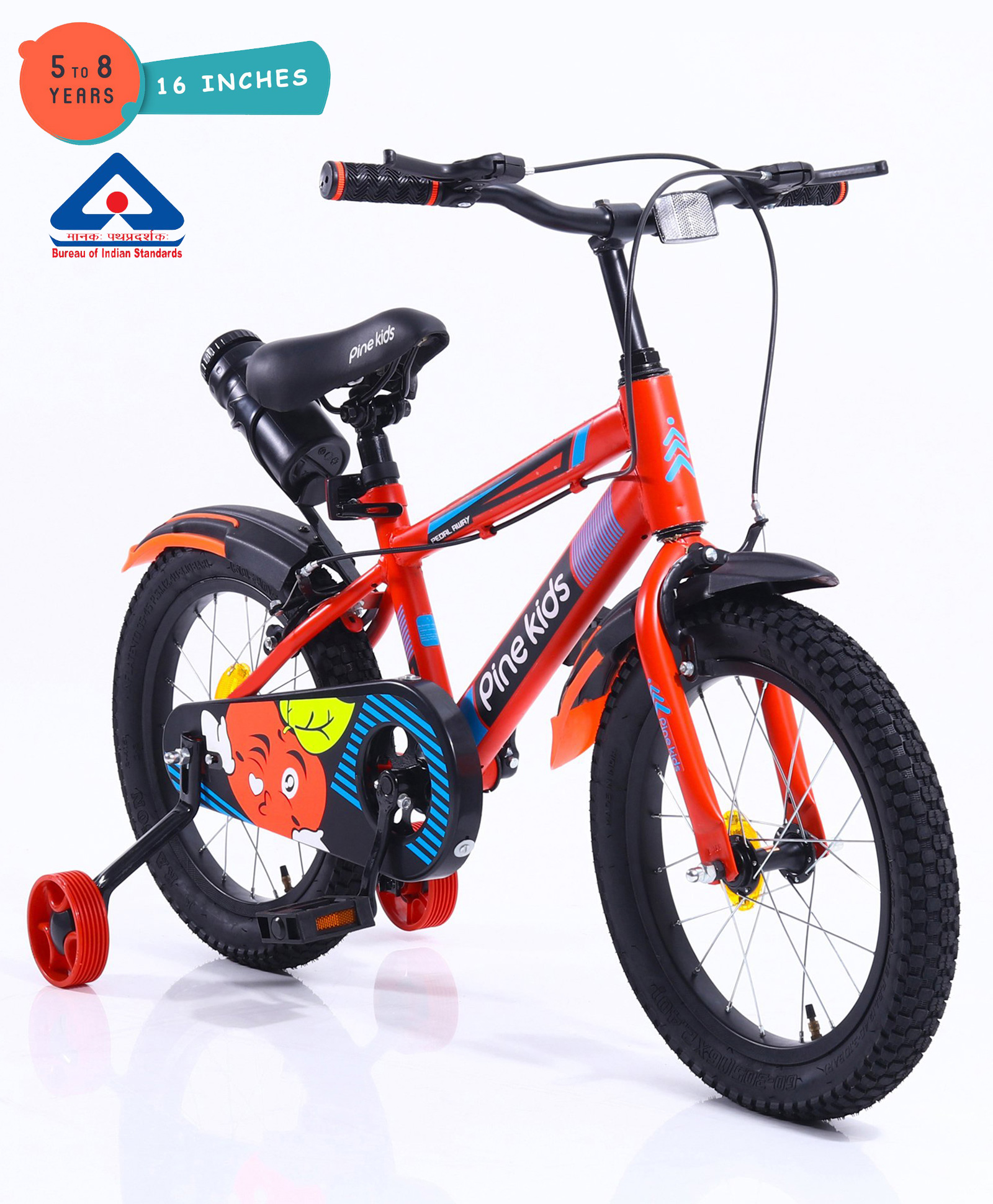 Pine Kids Rubber Air Tyres 99% Assembled Bicycle with 16 Inch Wheels - Red