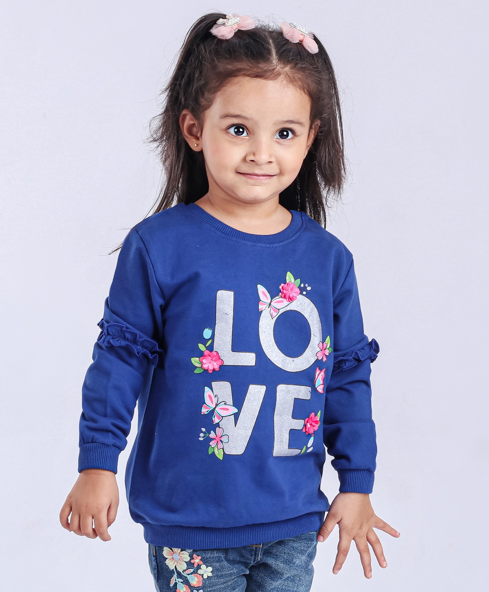 Babyhug Full Sleeve Sweatshirt Love Print - Navy-image-30