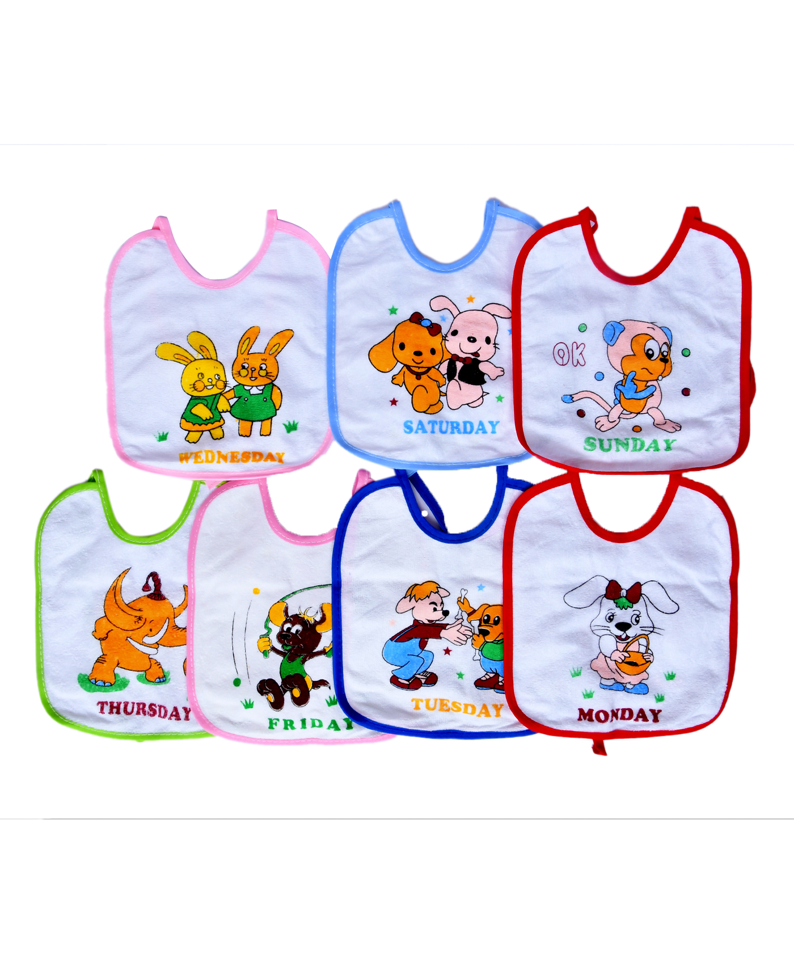 Tiny Tycoonz Cotton Bibs Pack Of 7 - Multicolor-picture-37