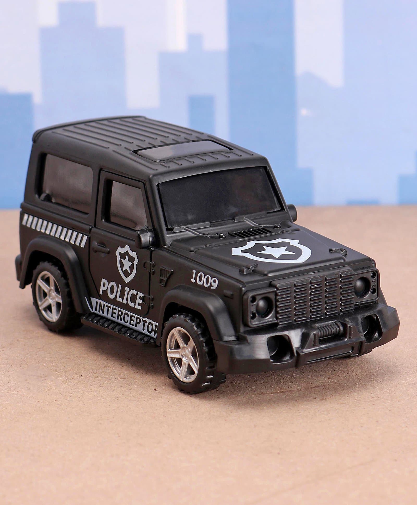 Monsto Wheels Pull Back Police Toy Car - Black-picture-17