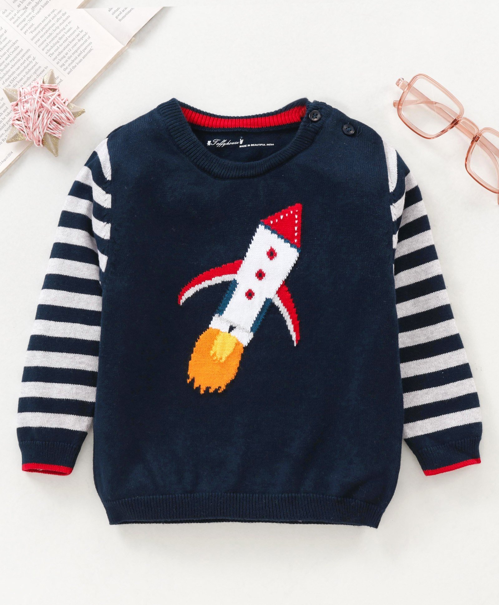 ToffyHouse Full Sleeves Sweater Rocket Design - Blue-image-23