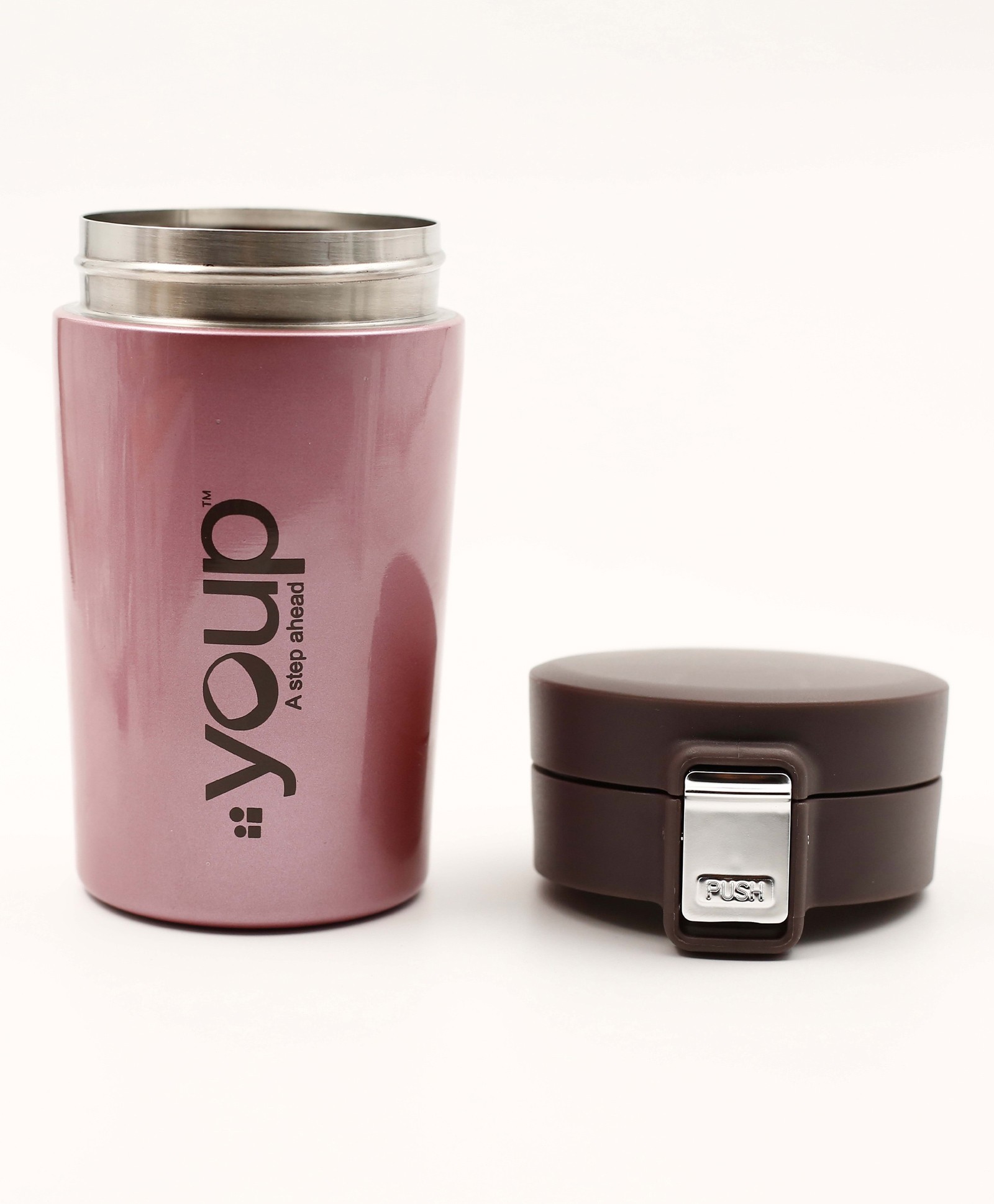 Youp Thermosteel Coffee Mug With Press To Open Cap Pink - 350 ml-picture-30