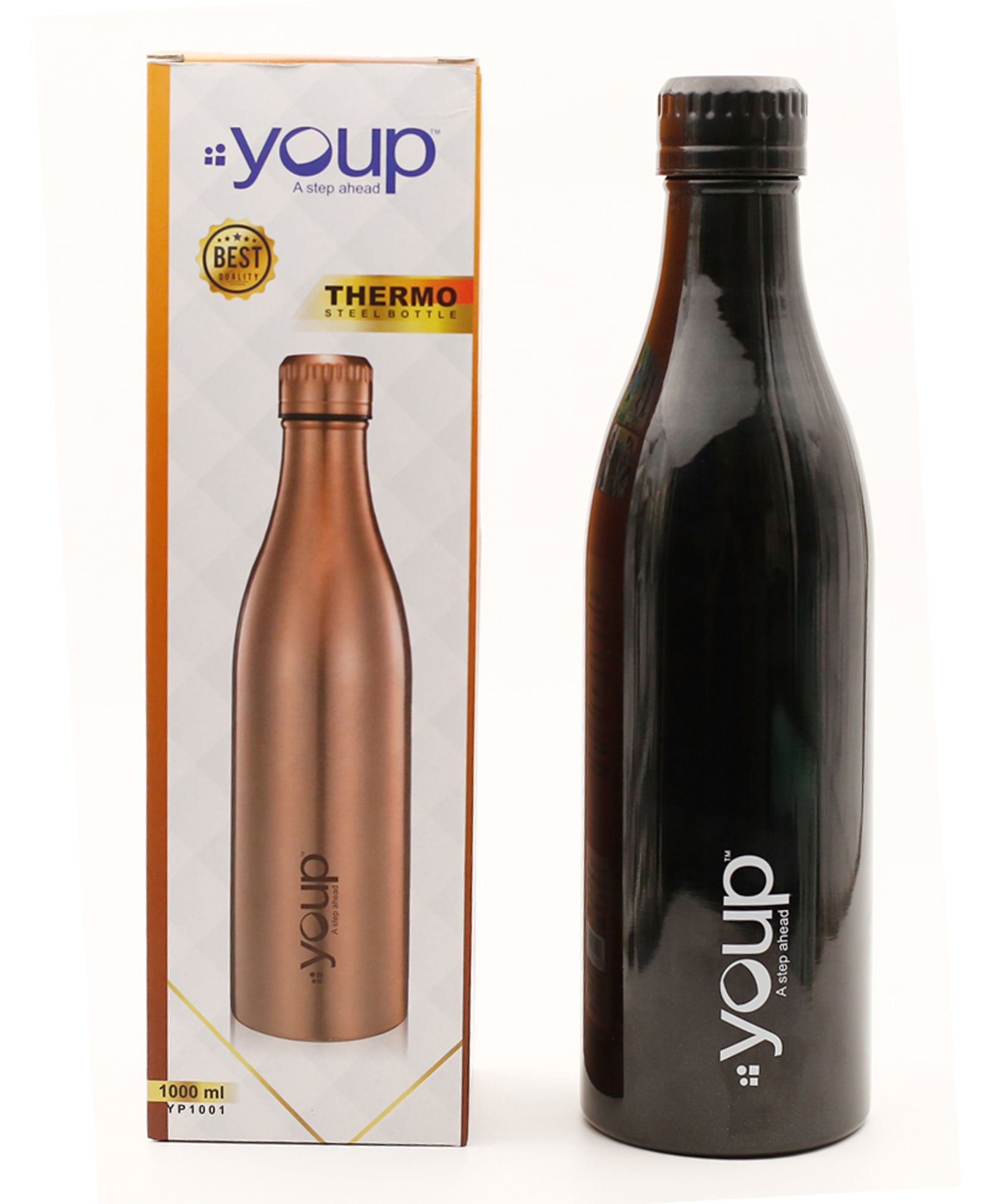 Youp Thermosteel  Insulated Double Wall Water Bottle Black - 1000 ml-picture-5