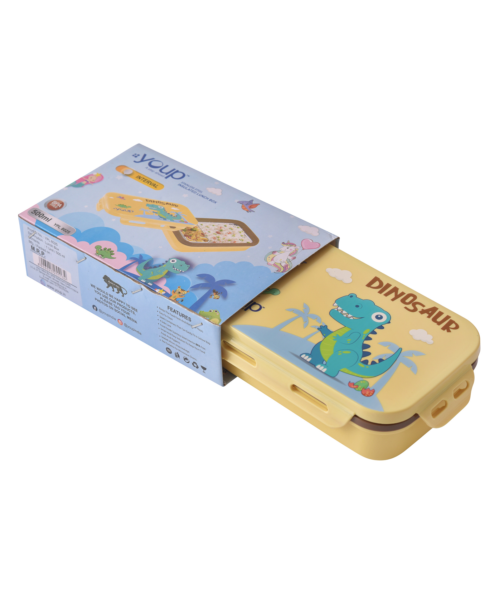 Youp Lunch Box with Spoon and Small Container Blue Yellow - 500 ml-picture-2