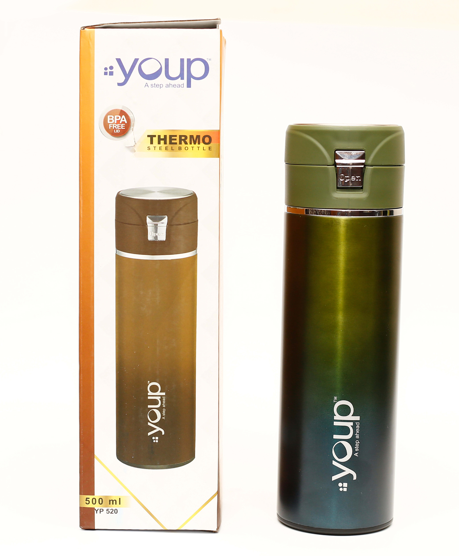 Youp Thermosteel Insulated Metallic Green  Water Bottle Brown Miracle  - 500 ml-picture-14