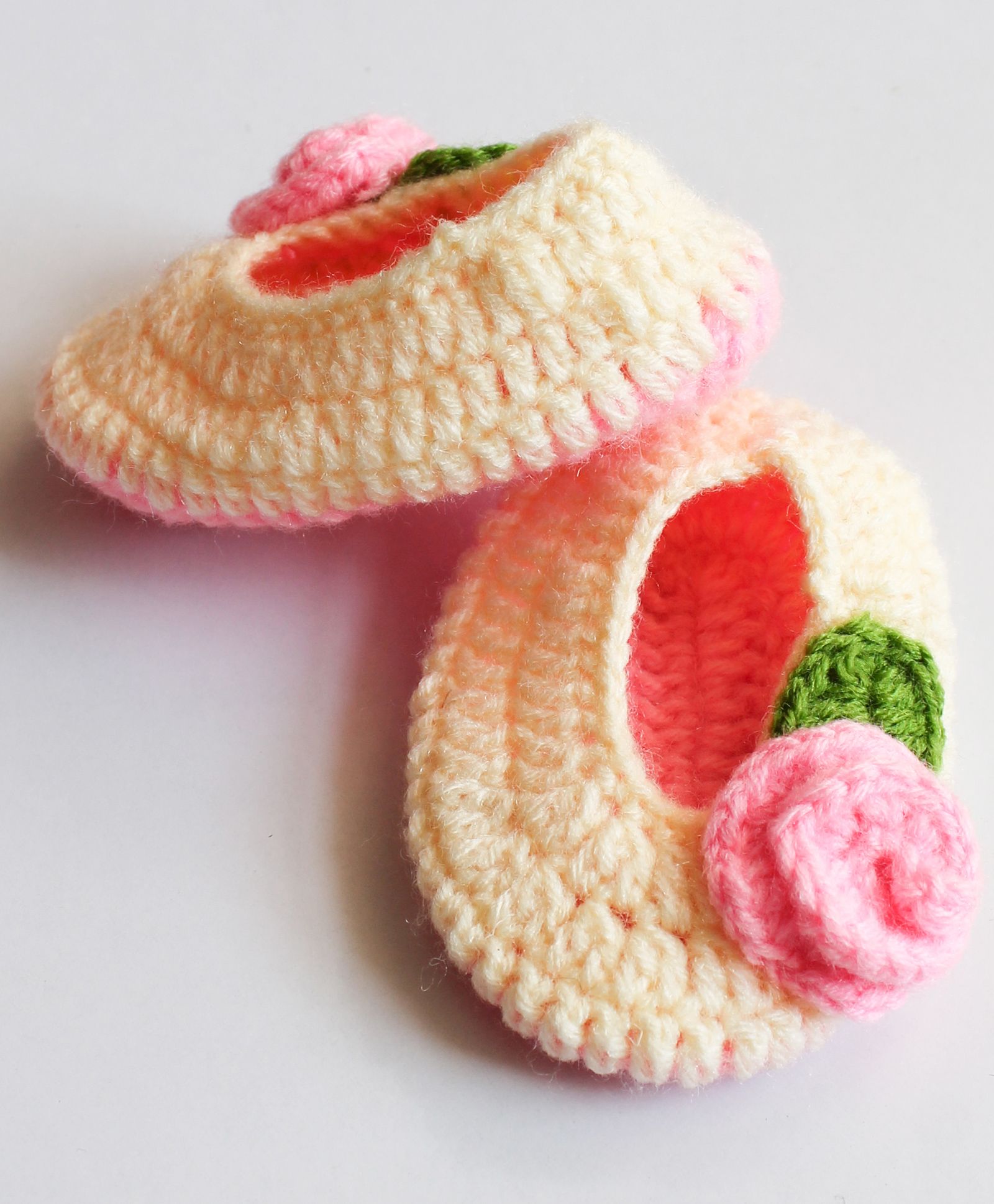 Woonie Handmade Flower Design Booties - Cream-image-44