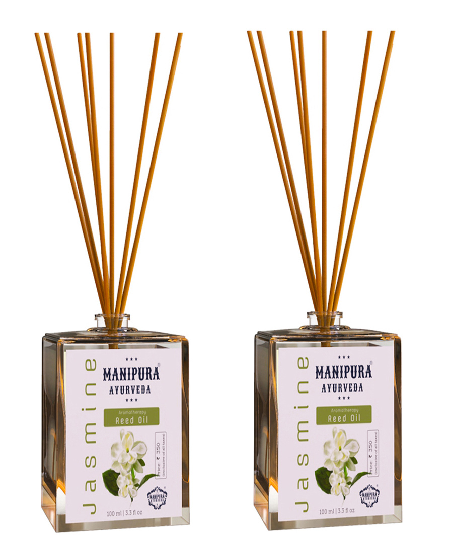 Manipura Ayurveda Aromatherapy Jasmine Reed Diffuser Set Pack of 2 - 100 ml Each-image-37