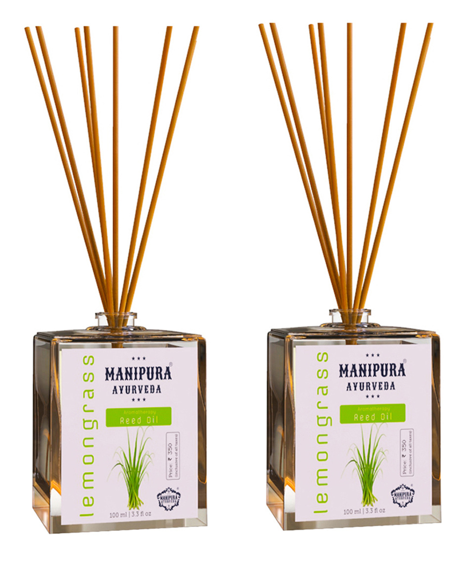 Manipura Ayurveda Aromatherapy Lemongrass Reed Diffuser Set Pack of 2 - 100 ml Each-image-38