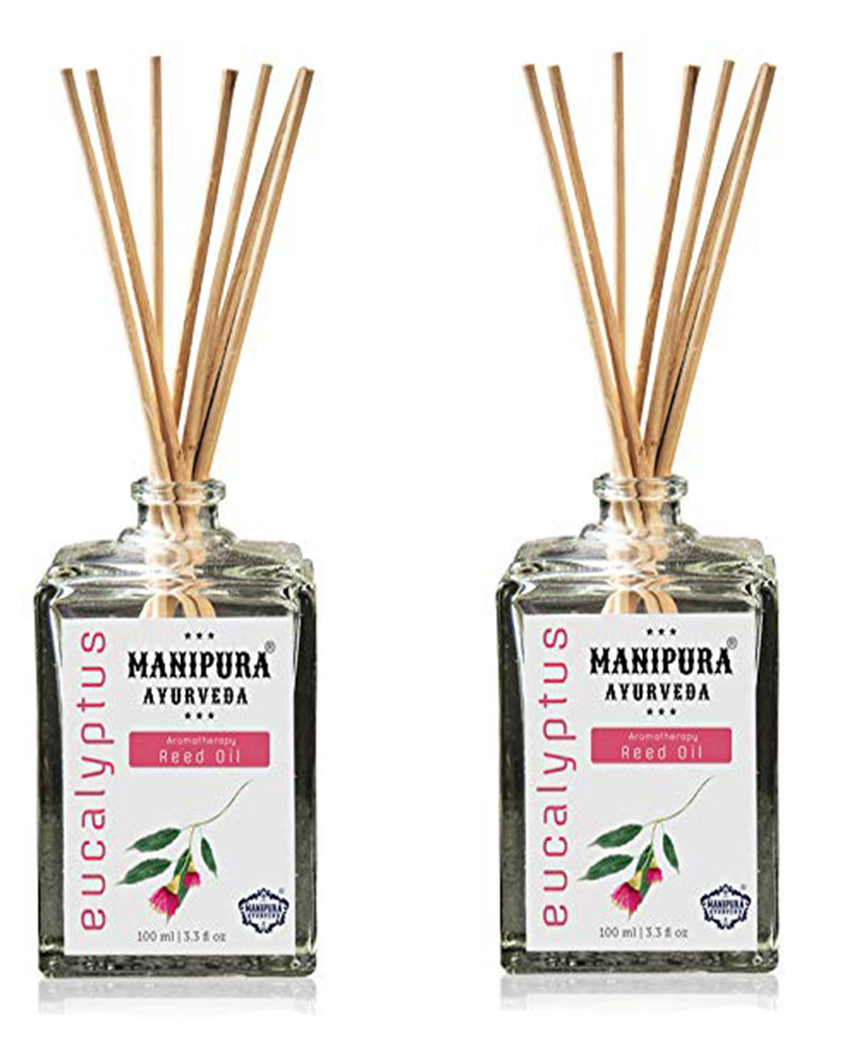 Manipura Ayurveda Aromatherapy Eucalyptus Reed Diffuser Set Pack of 2 - 100 ml Each-picture-20