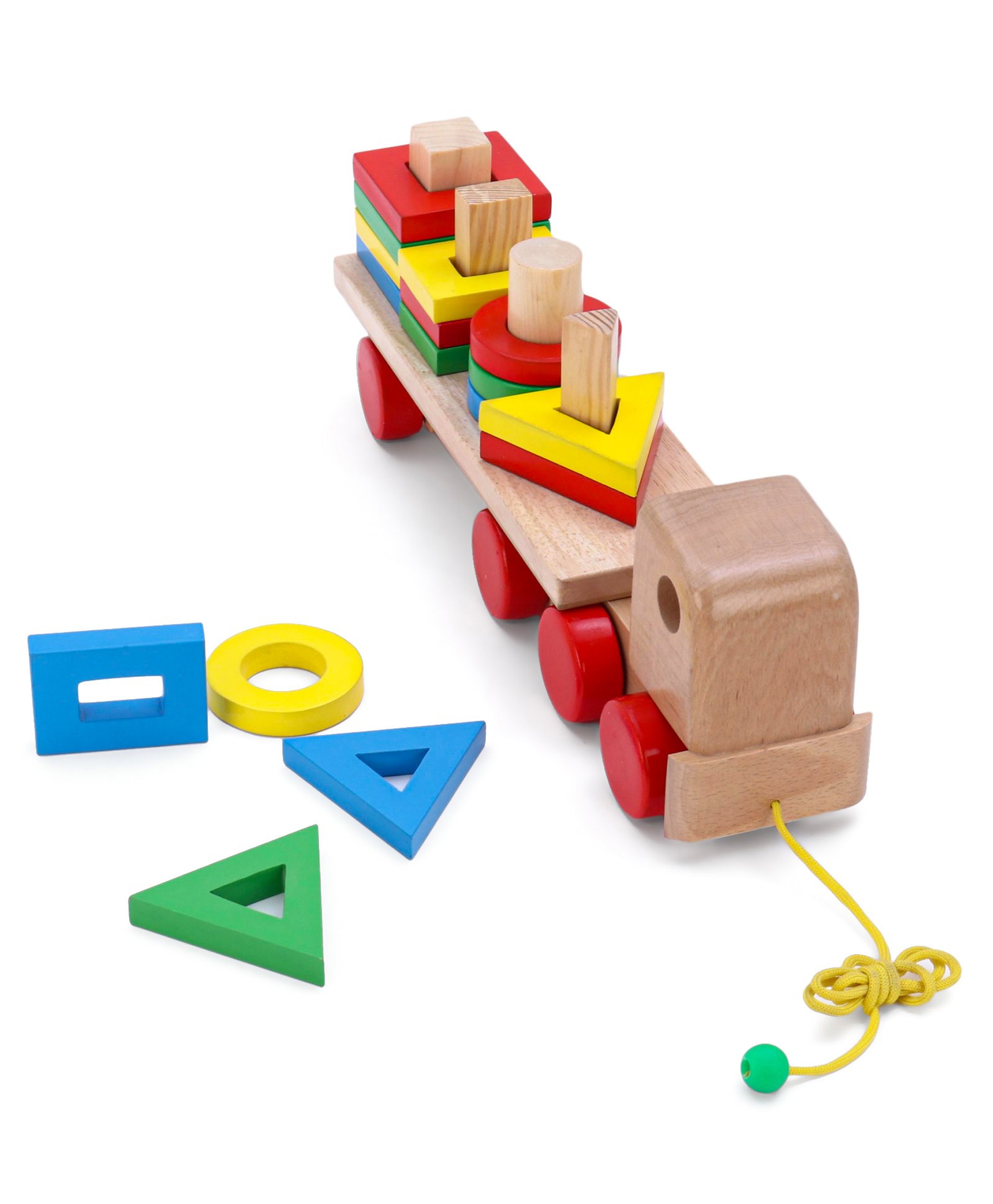 Little Genius Wooden Shapes Stacking Truck Pull Along Toy - Multicolour-picture-18