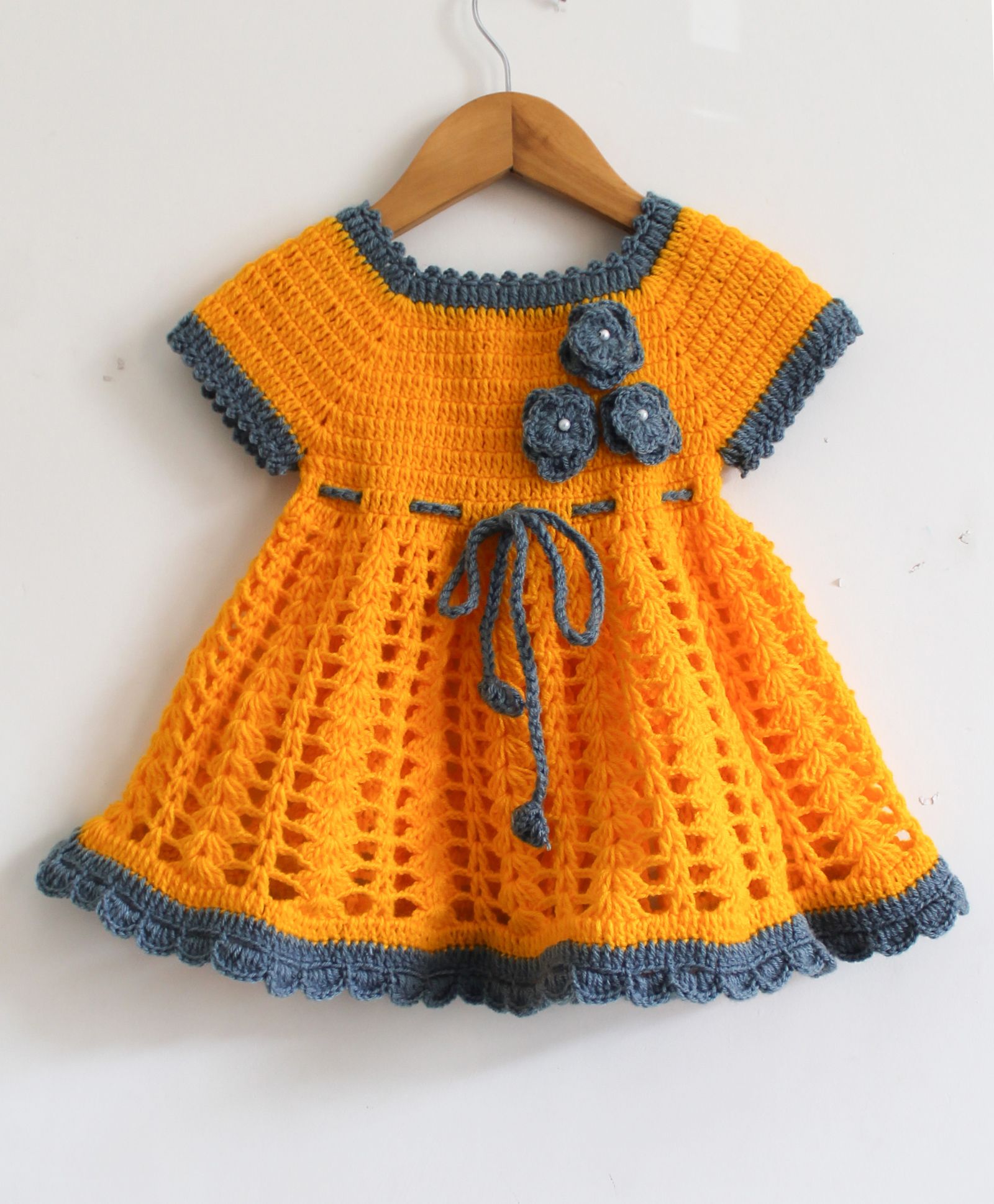 Woonie Short Sleeves Floral Design Handmade Dress - Orange-image-39
