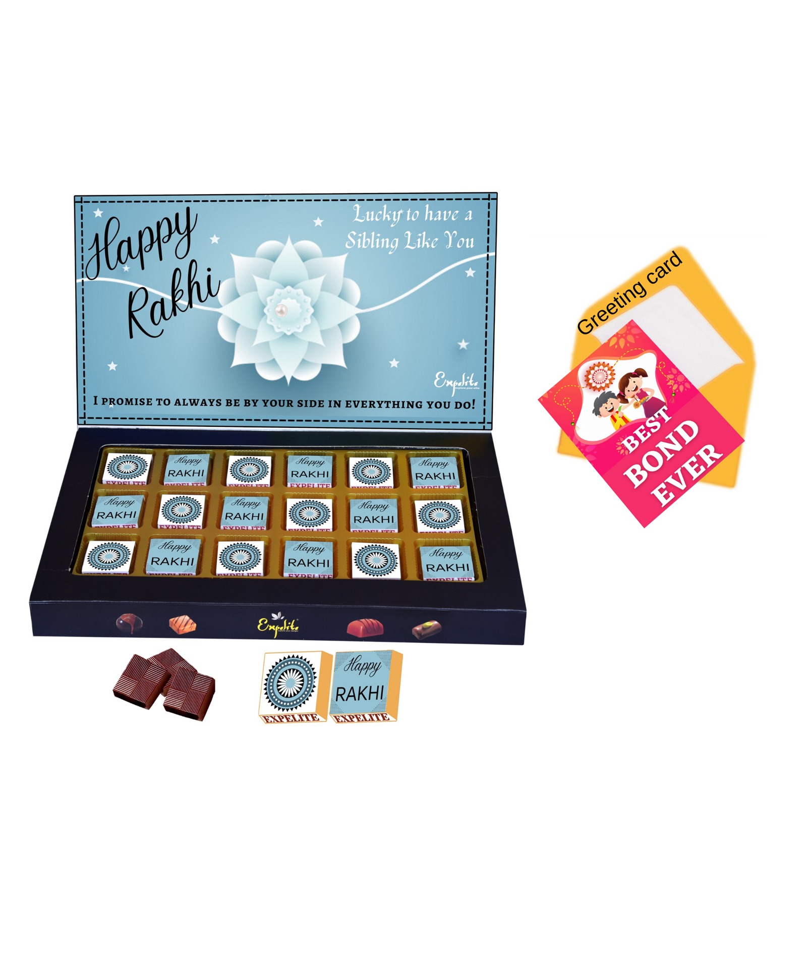 Expelite Rakhi Chocolates With Greeting Card Combo - Multicolor-image-5