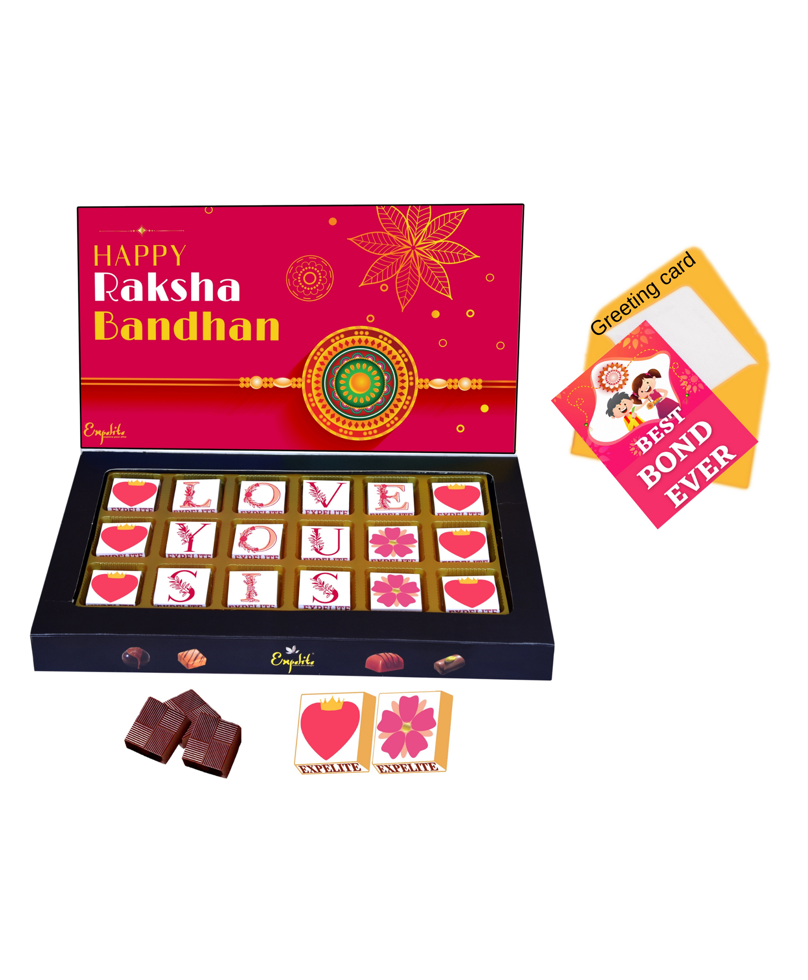 Expelite Rakhi Chocolates With Greeting Card Combo - Multicolor-image-47