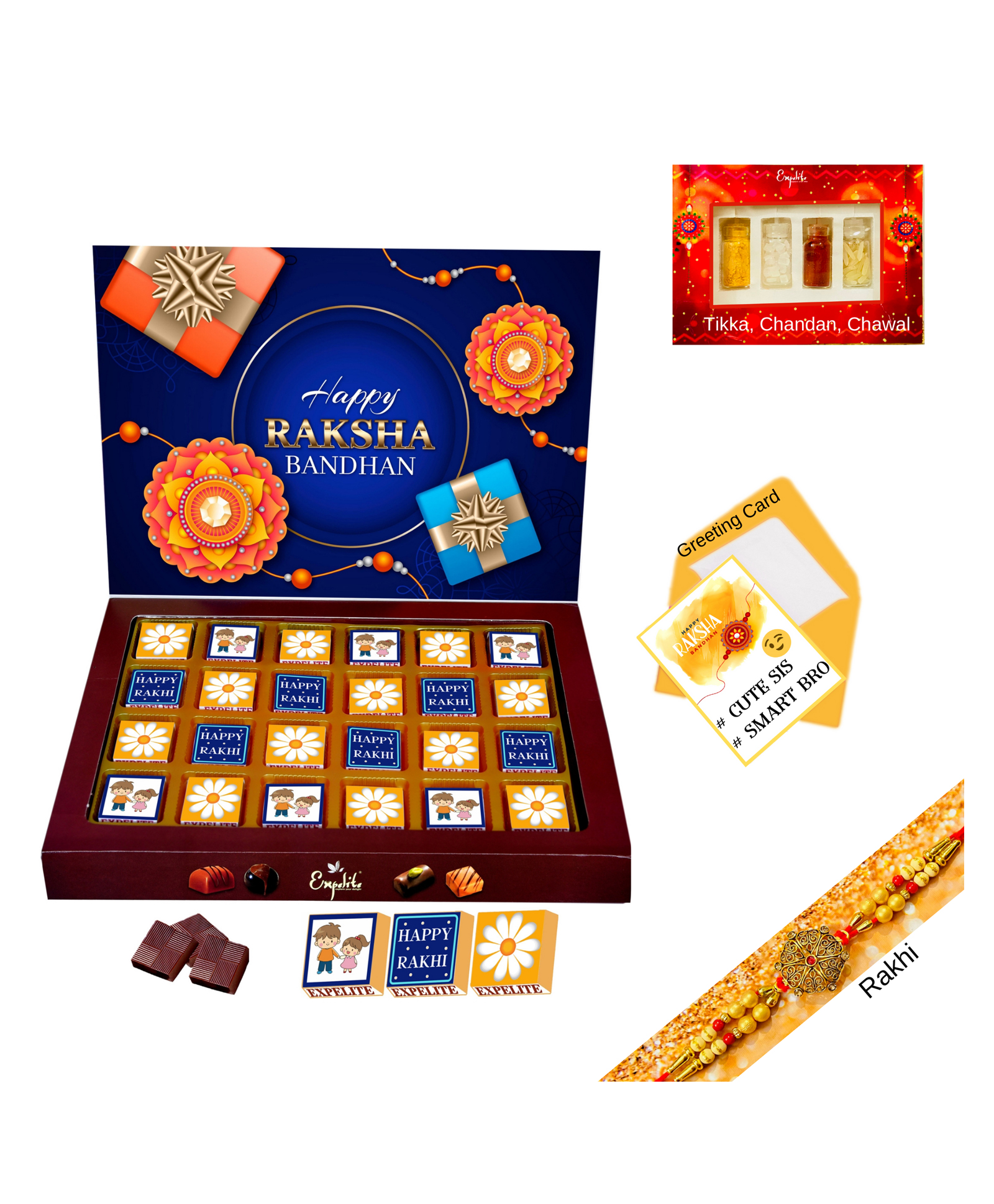 Expelite Rakhi Chocolates With Greeting Card Combo - Multicolor-image-48