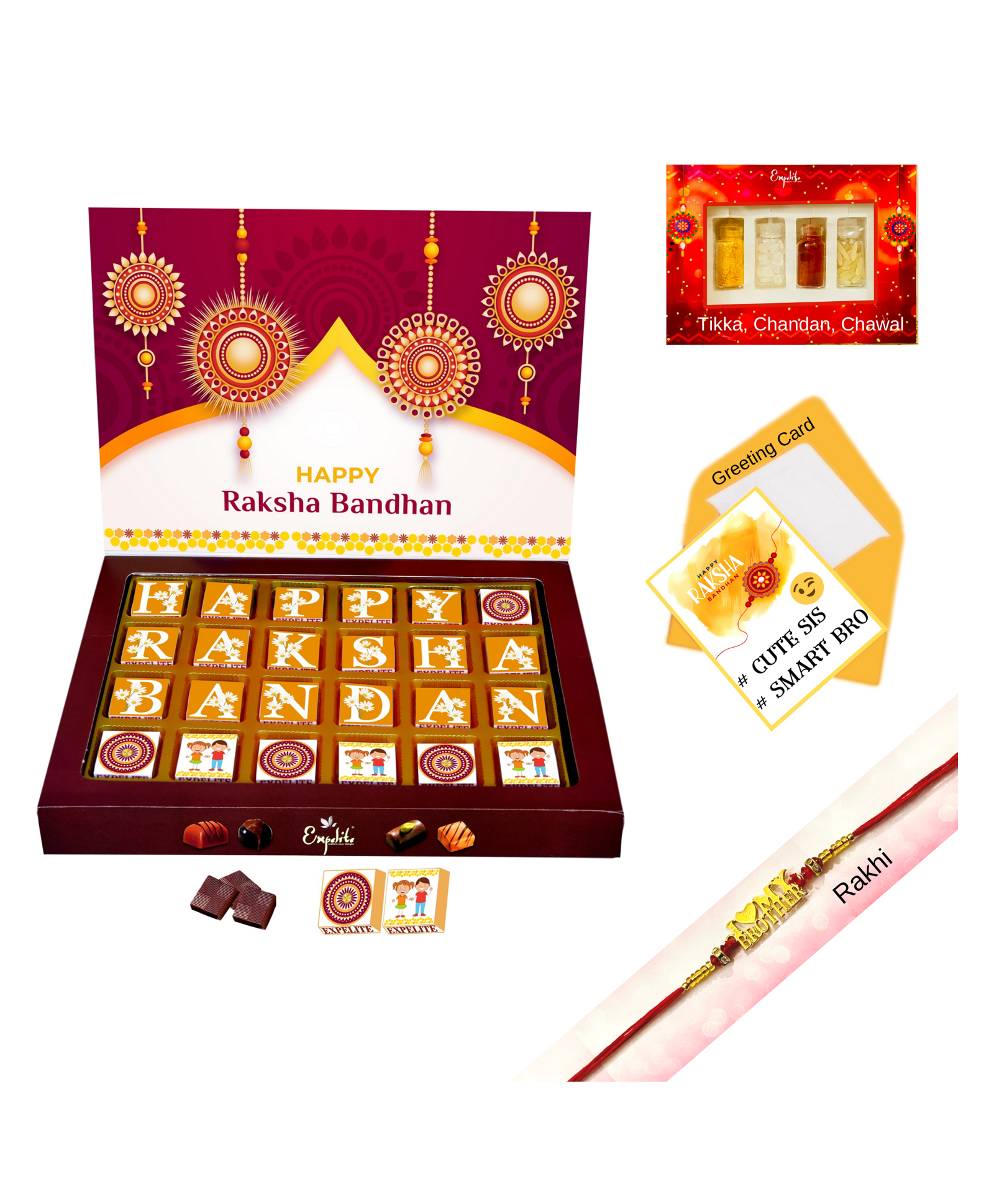 Expelite Rakhi Chocolates With Greeting Card Combo - Multicolor-image-6